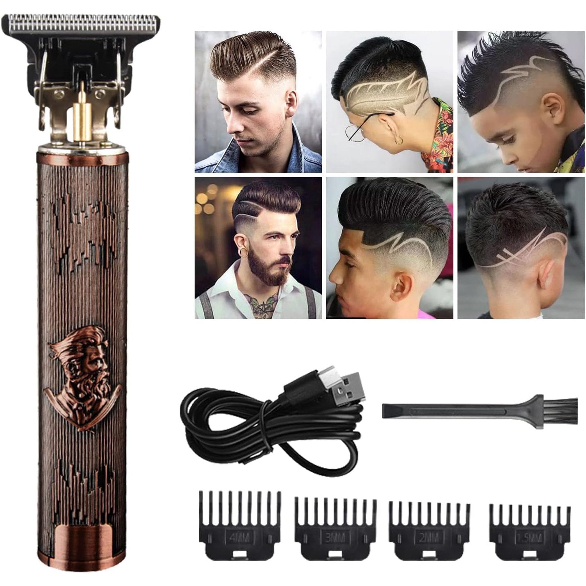 Professional Hair Clippers for Men, Men Hair Trimmer, Grooming Waterproof Rechargeable Close Cutting T Trimmer, USB Rechargeable Clippers for Hair Cutting with Guide Combs