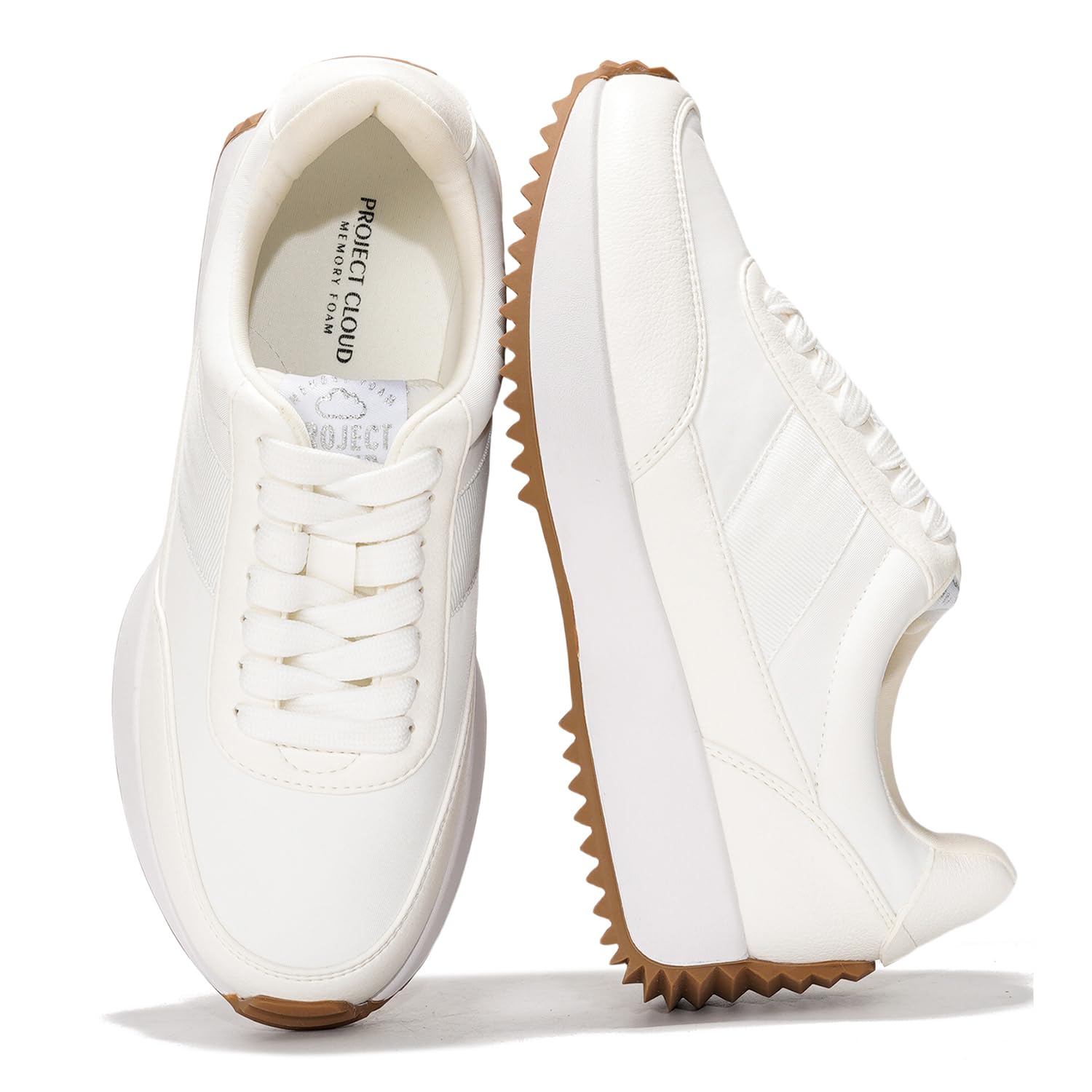 Project Cloud Womens Sneakers - Memory Foam Insole and Lightweight Spring Shoes - Non-Slip Lace Up Trendy Shoes - Fashion Sneakers for Women 2025