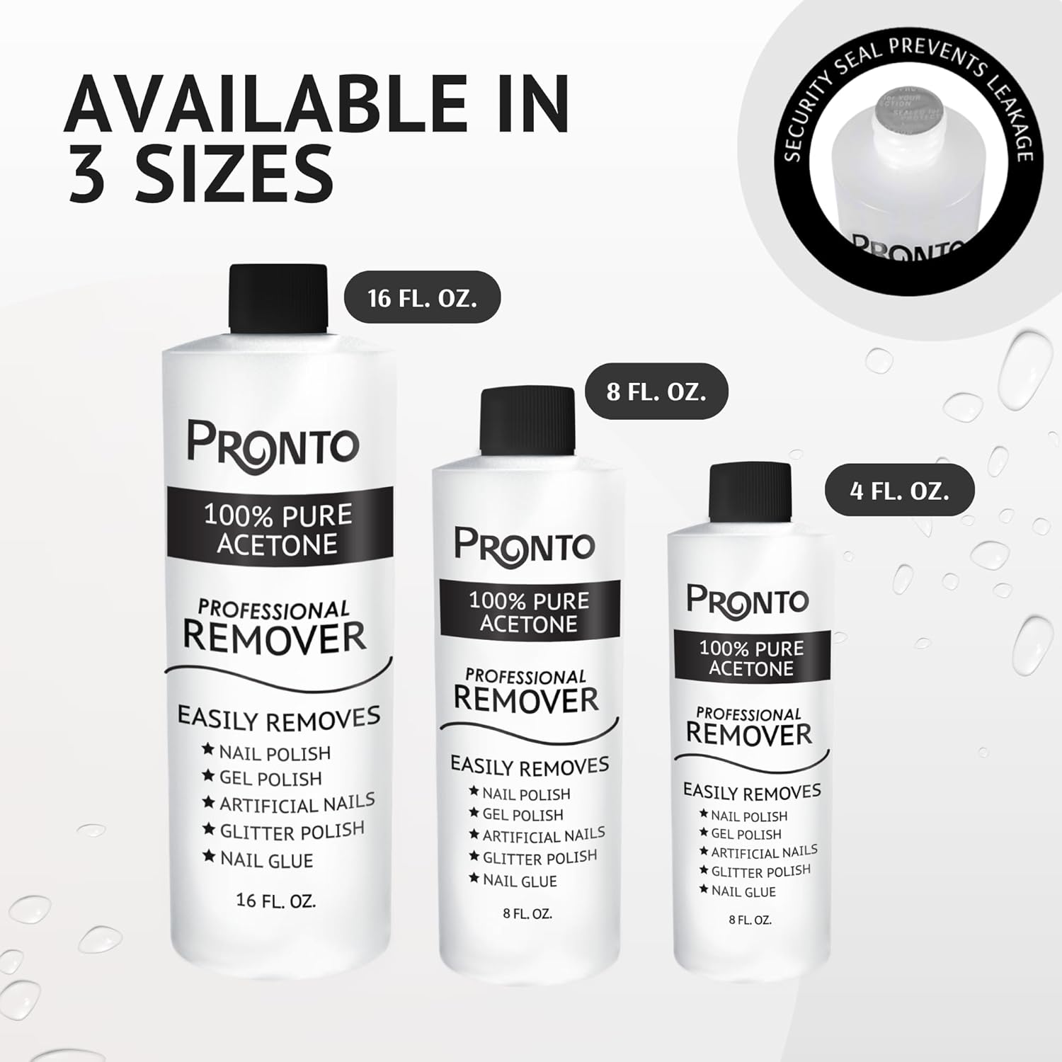 Pronto 100% Acetone Gel Nail Polish Remover - Gel Polish Remover for Nails | Acetone Nail Polish Remover For Nails for Removal of Glue, Gel, Acrylic & Dip | Gel Polish Remover, 8 Fl oz