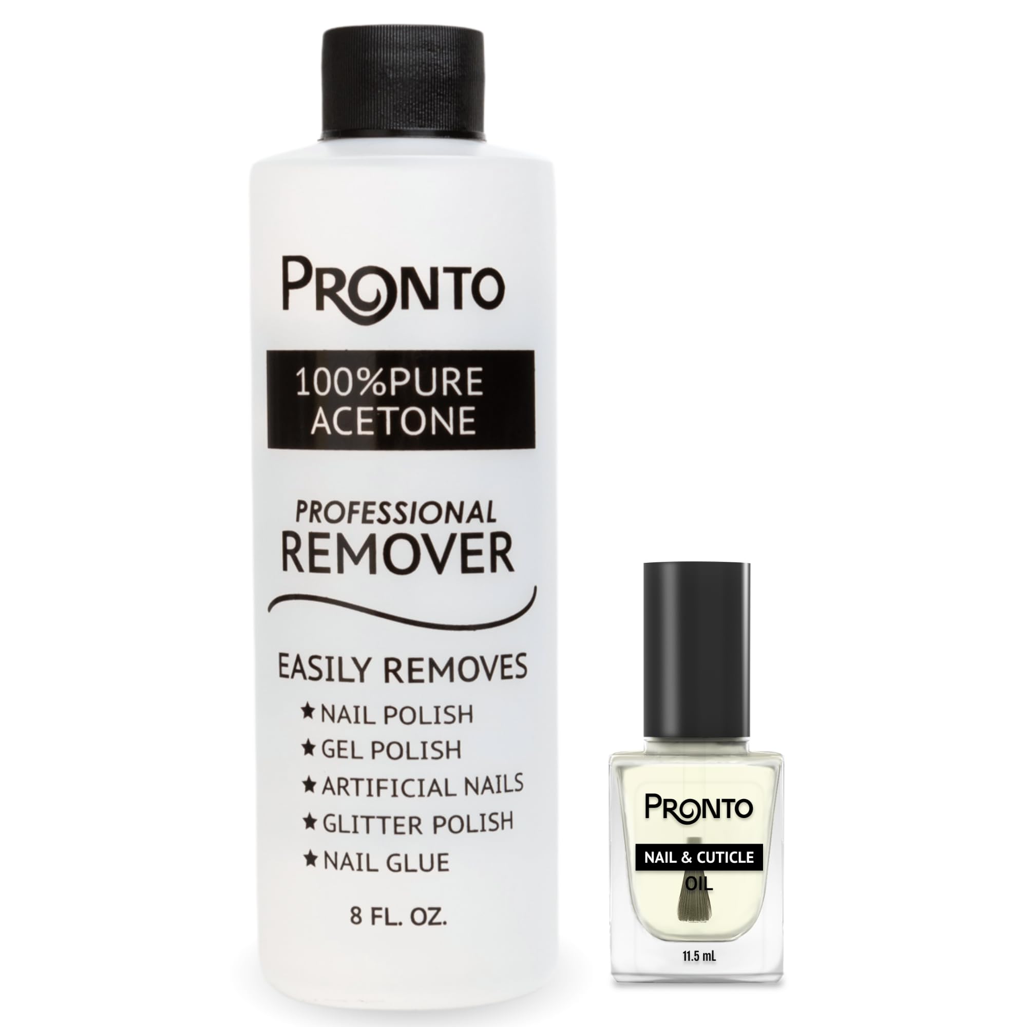 Pronto 100% Acetone Gel Nail Polish Remover - Gel Polish Remover for Nails | Acetone Nail Polish Remover For Nails for Removal of Glue, Gel, Acrylic & Dip | Gel Polish Remover, 8 Fl oz