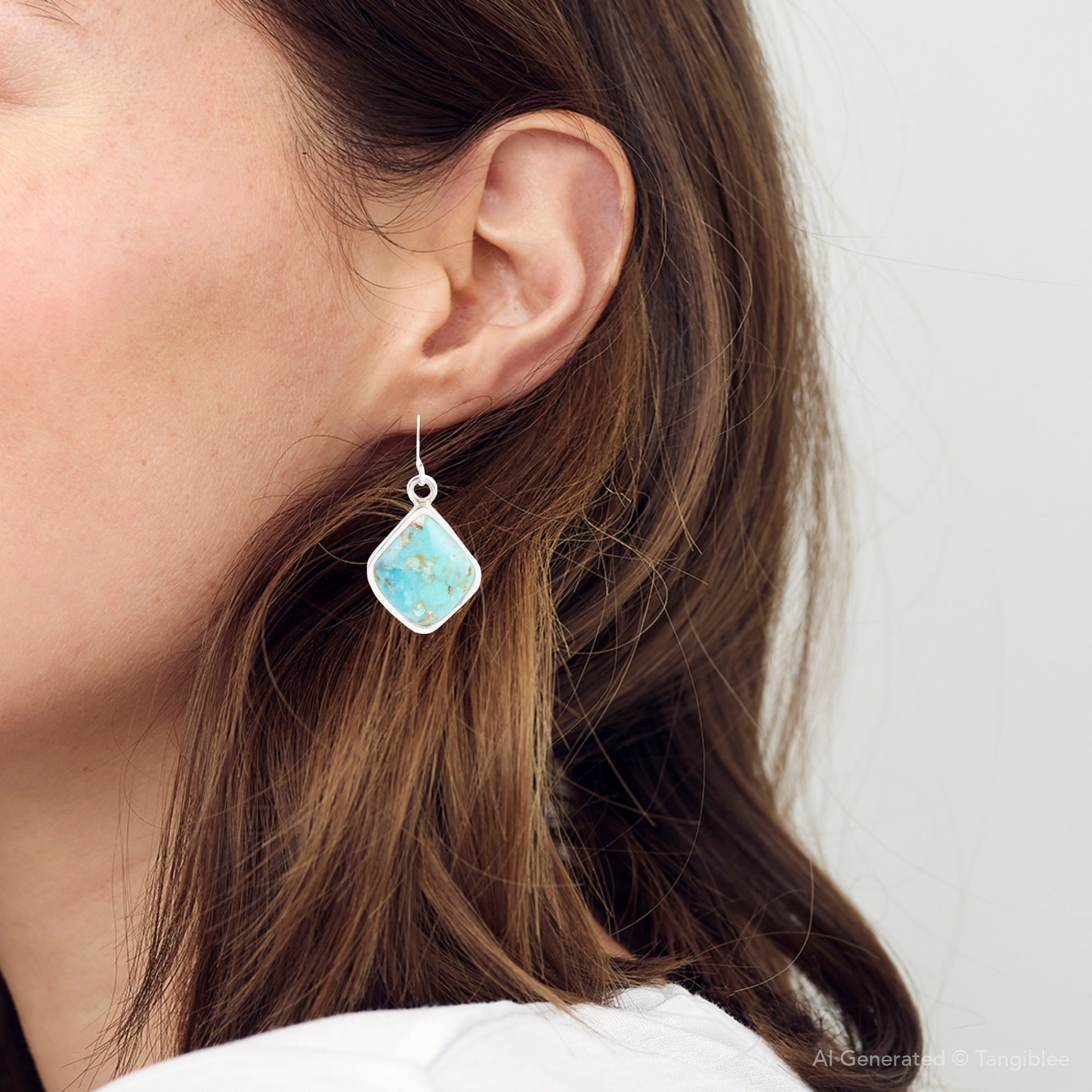 Puzzled Blue Turquoise Sterling Silver Earrings