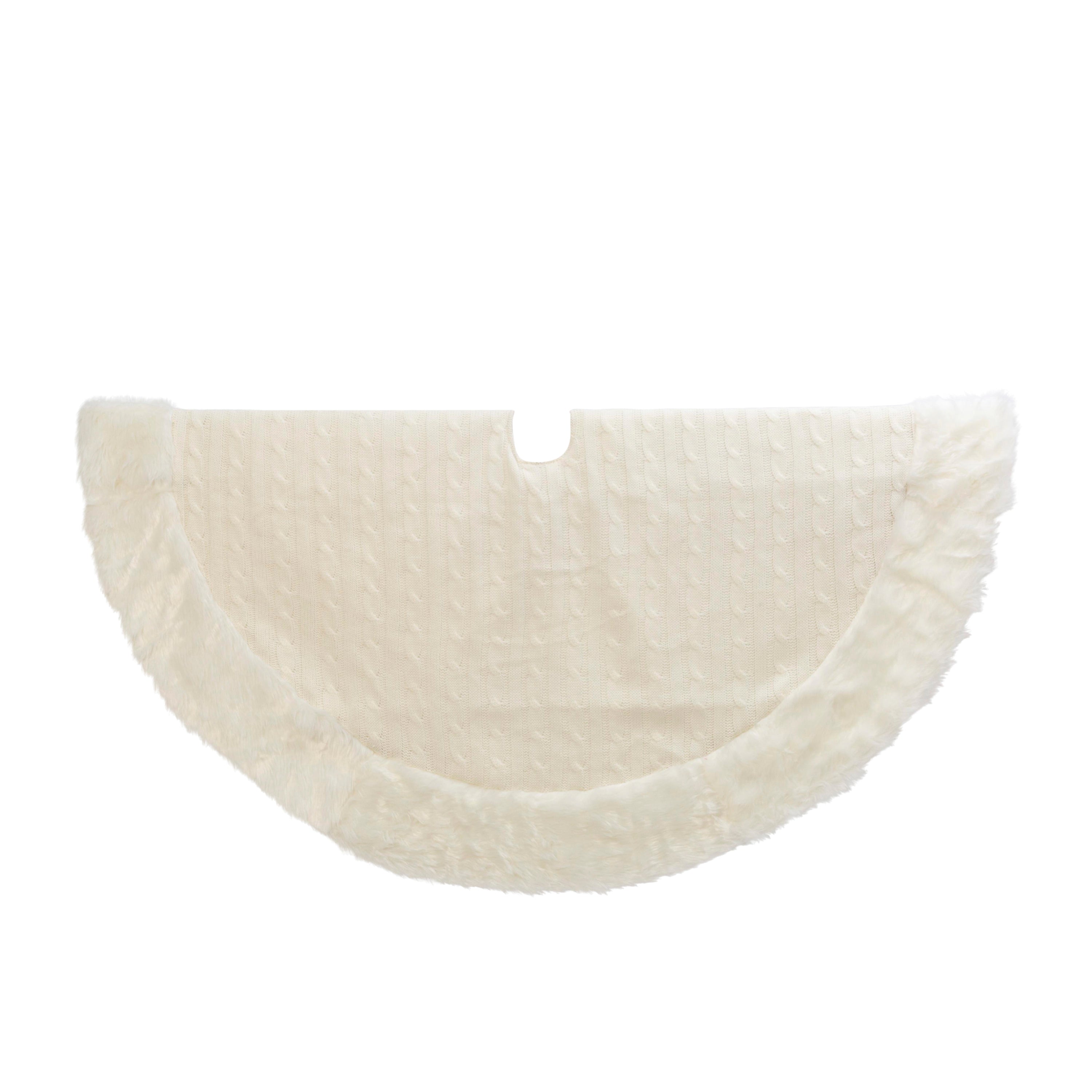 48" White Fur Trim Tree Skirt