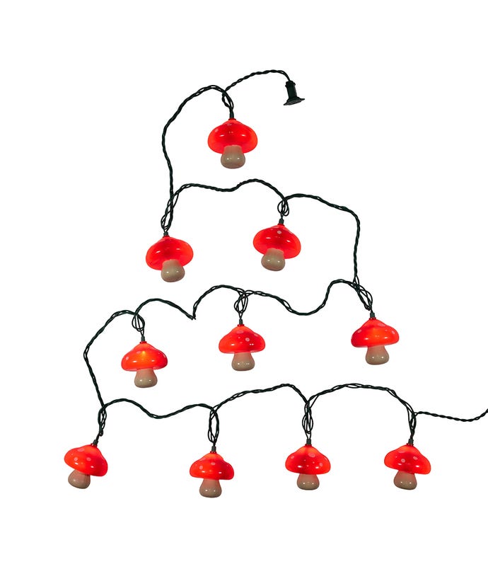 10-Light Mushroom Light Set With Green Wire