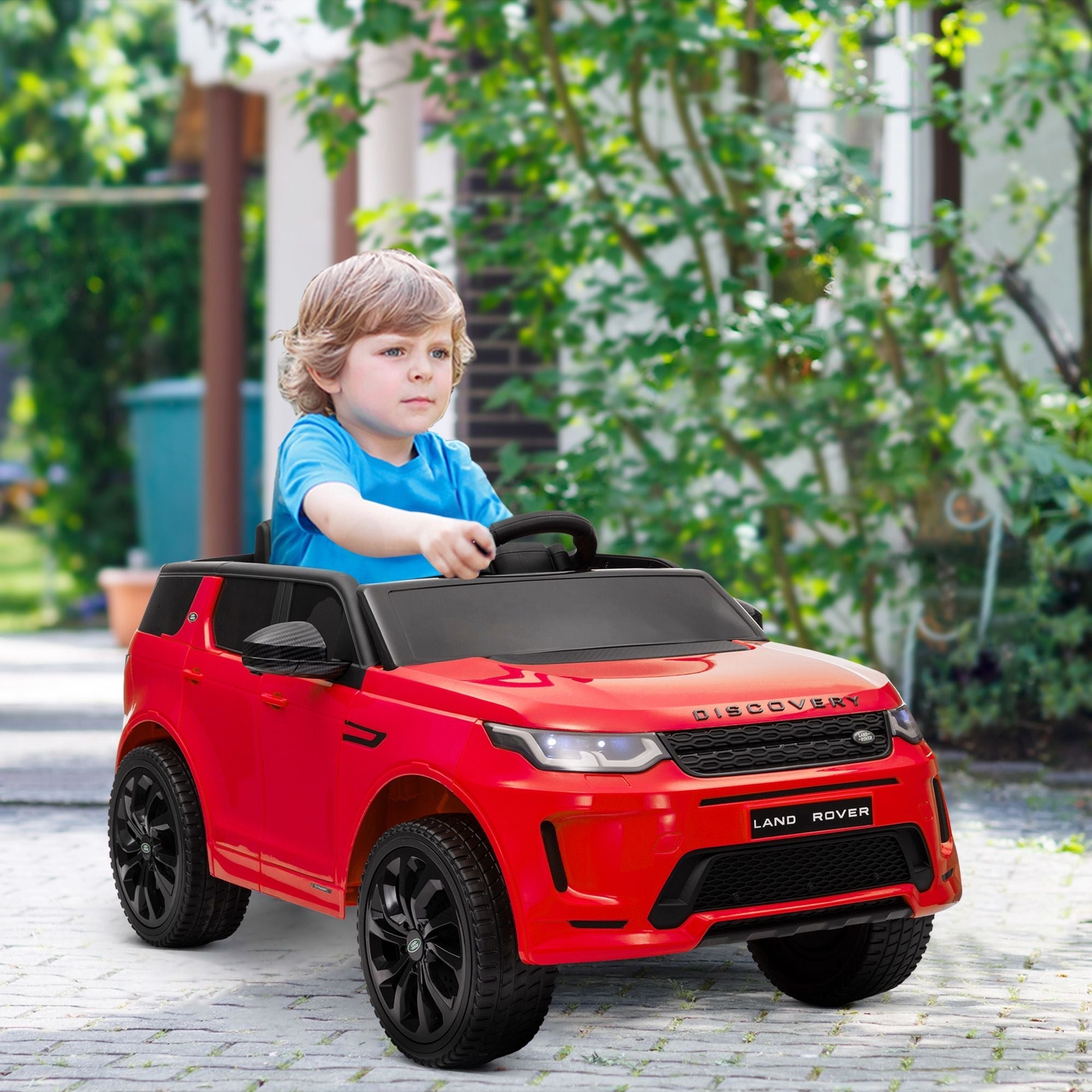 Qaba Land Rover Discovery Sport Licensed 12V Kids Ride on Car, Battery Powered Kids Electric Car with Remote Control, Soft Start, LED Lights, Music Horn, 3 Speeds, Red