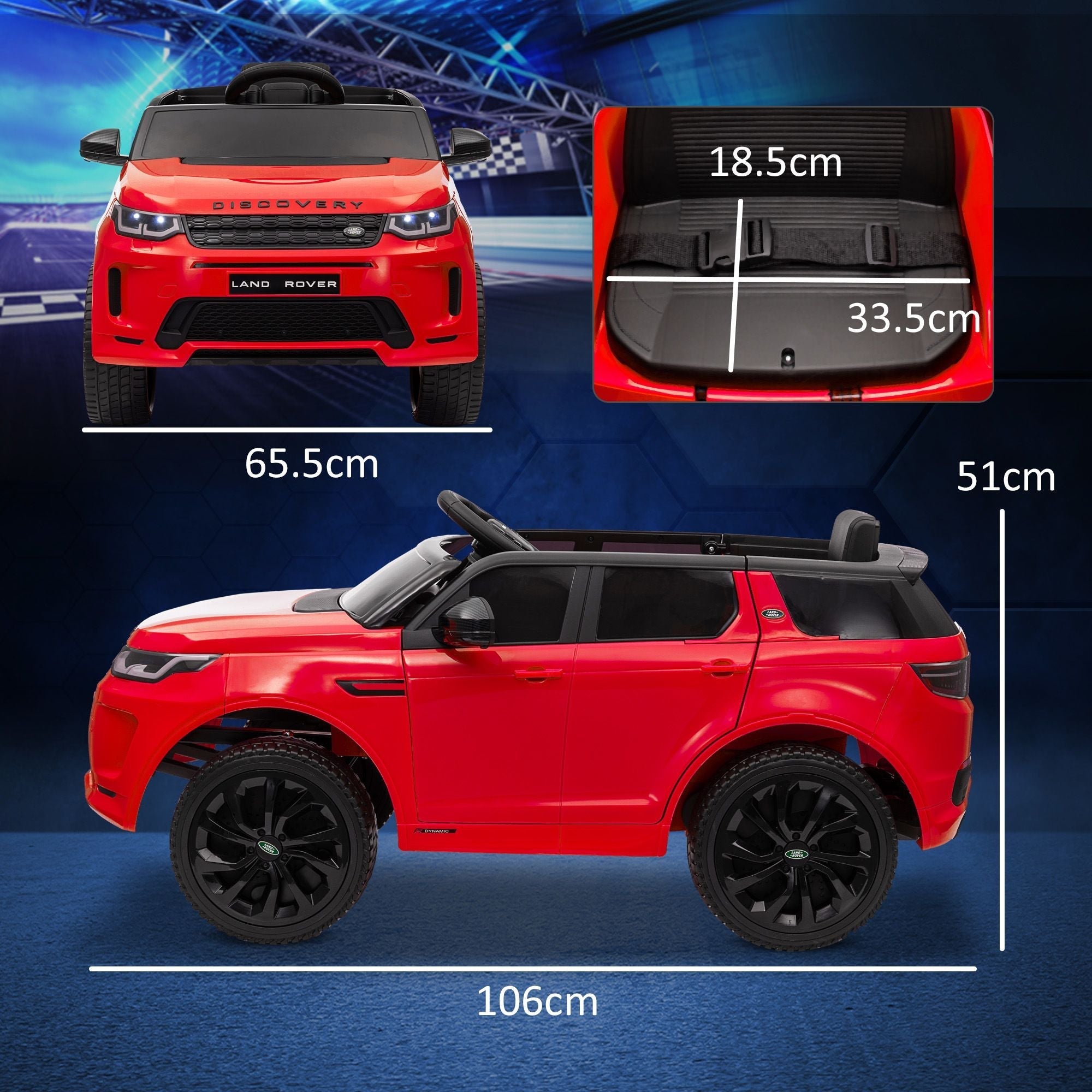 Qaba Land Rover Discovery Sport Licensed 12V Kids Ride on Car, Battery Powered Kids Electric Car with Remote Control, Soft Start, LED Lights, Music Horn, 3 Speeds, Red
