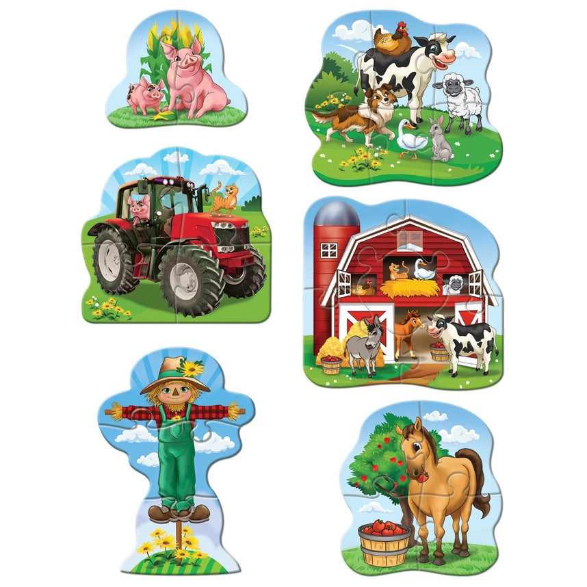Old Macdonald's Farm 6-Pack Mini Shaped Jigsaw Puzzles