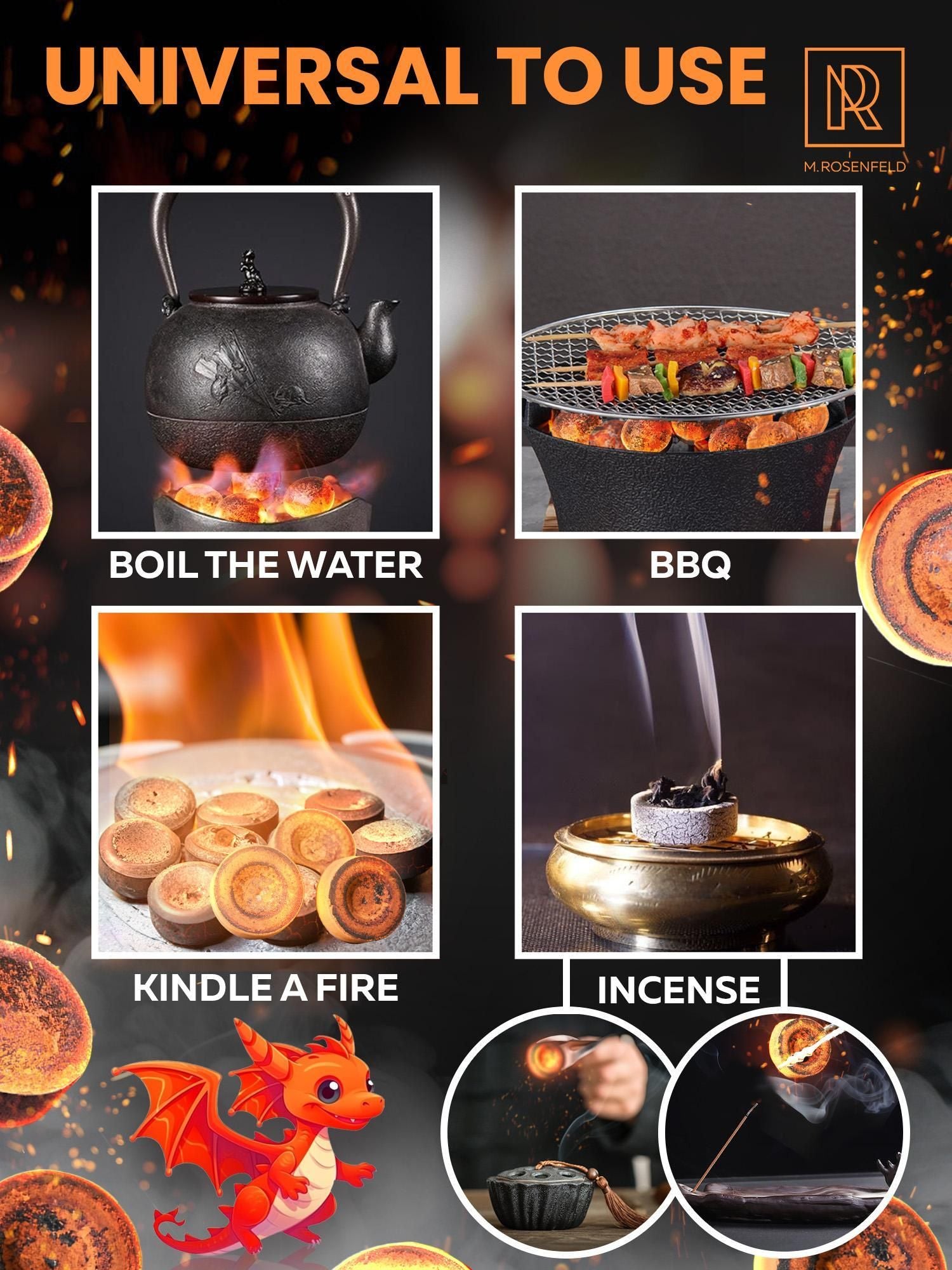 Quick Light Hookah Charcoal Tablets Premium Quality Incense Charcoal Discs Pack of 200 Charcoal for Incense Burning