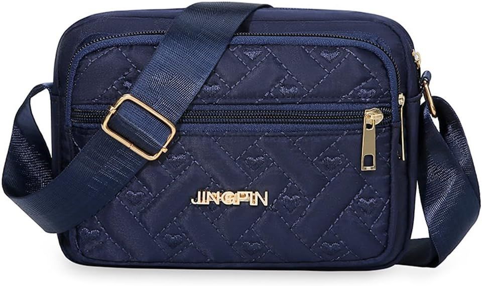 Quilted Crossbody Bags for Women - Oxford Cloth Multi-Layer Shoulder Handbag with Wide Strap -Casual Embroidery Business Bag