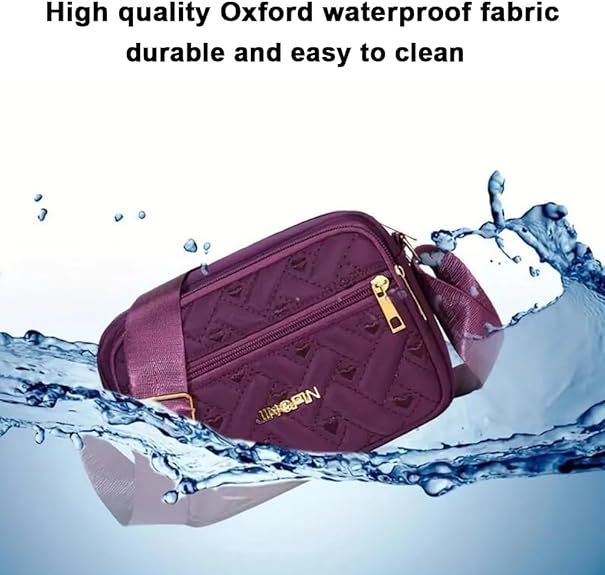 Quilted Crossbody Bags for Women - Oxford Cloth Multi-Layer Shoulder Handbag with Wide Strap -Casual Embroidery Business Bag