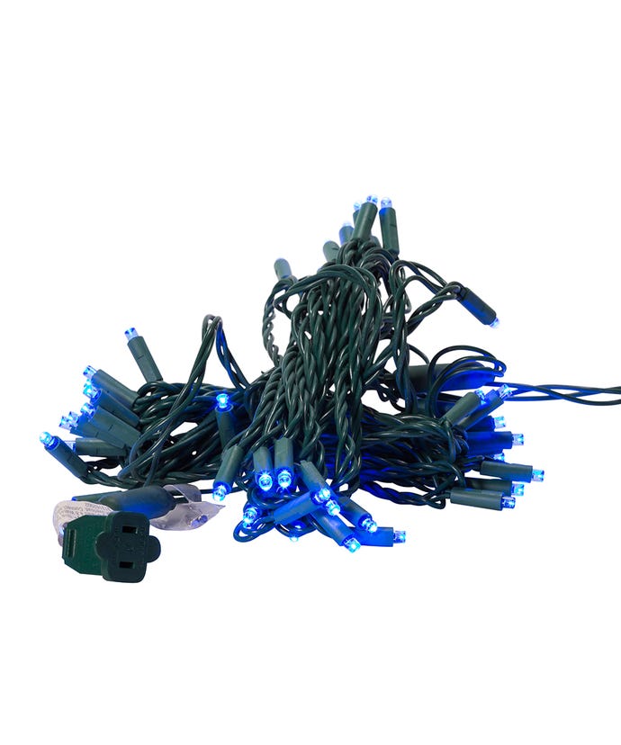 50-Light 5mm Blue LED Green Wire Light Set