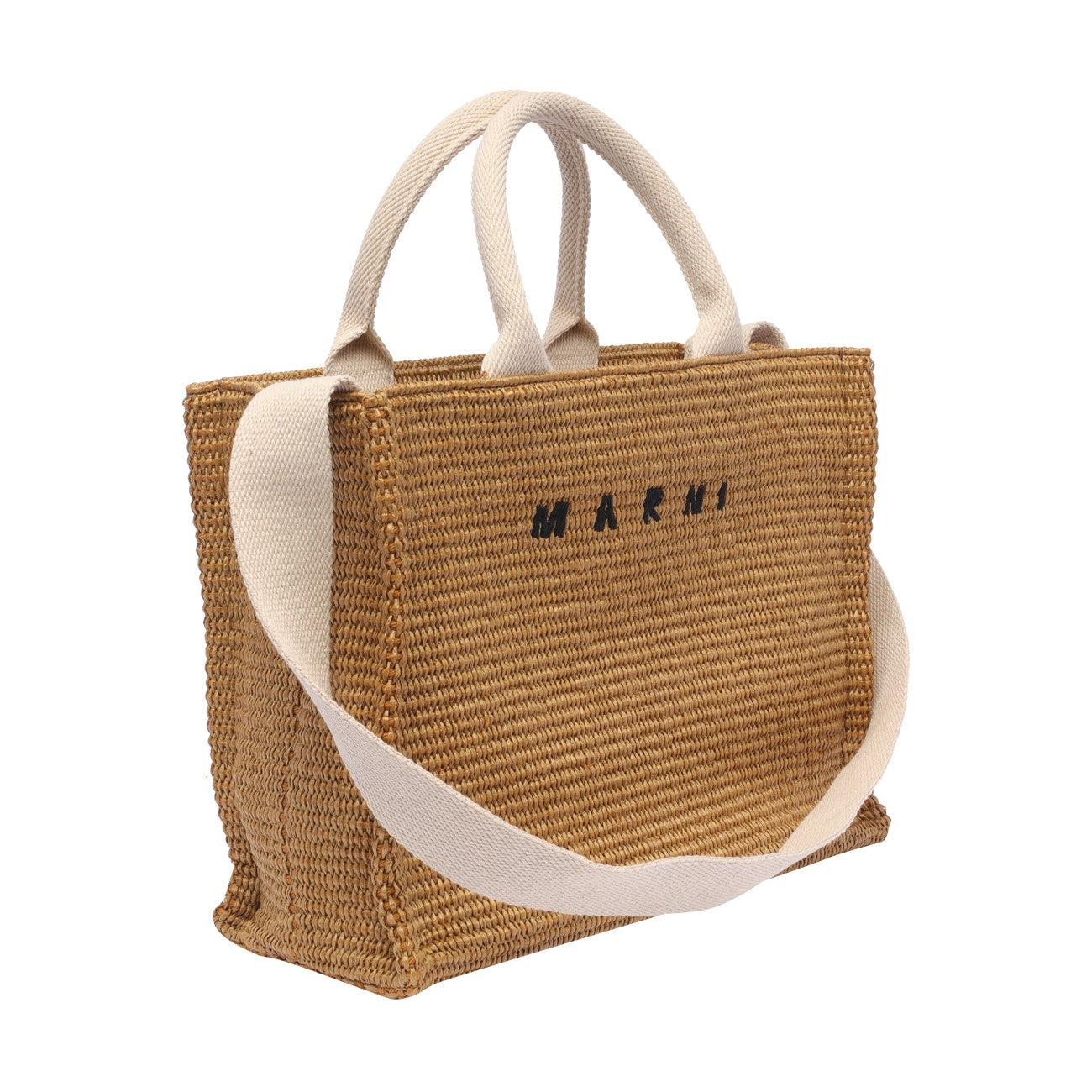 Marni Women Rafia Effect Small Logo Tote Bag