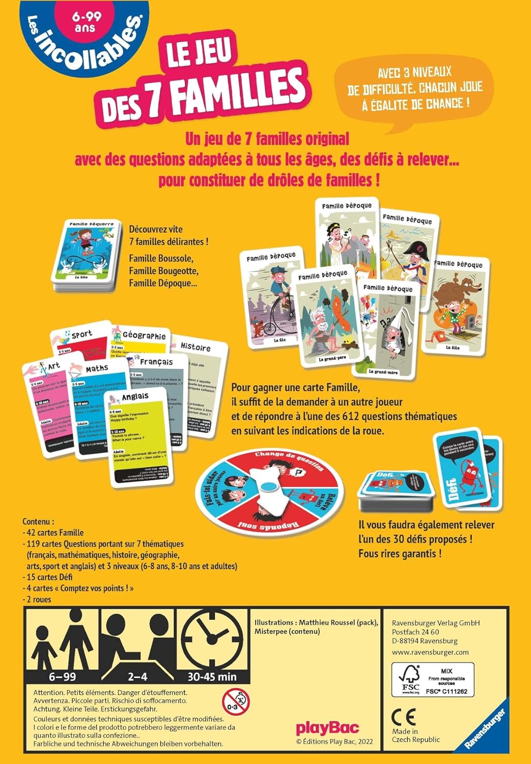 Ravensburger – 26624 – Card Game of 7 Families Incollables