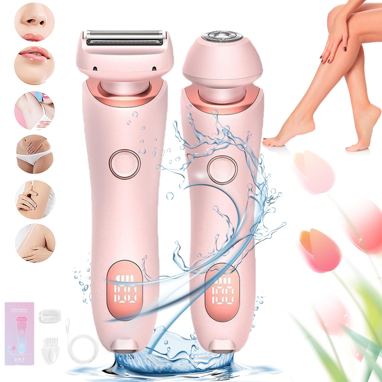 Rayzo Smooth Shave, Body Shaver Women, Dermwave Trimmer 2.0, VantiqueShaver, Razyo Razor, Comfort 2 in 1 Electric Lady Shaver, 2 In1 Wet & Dry (Blue)