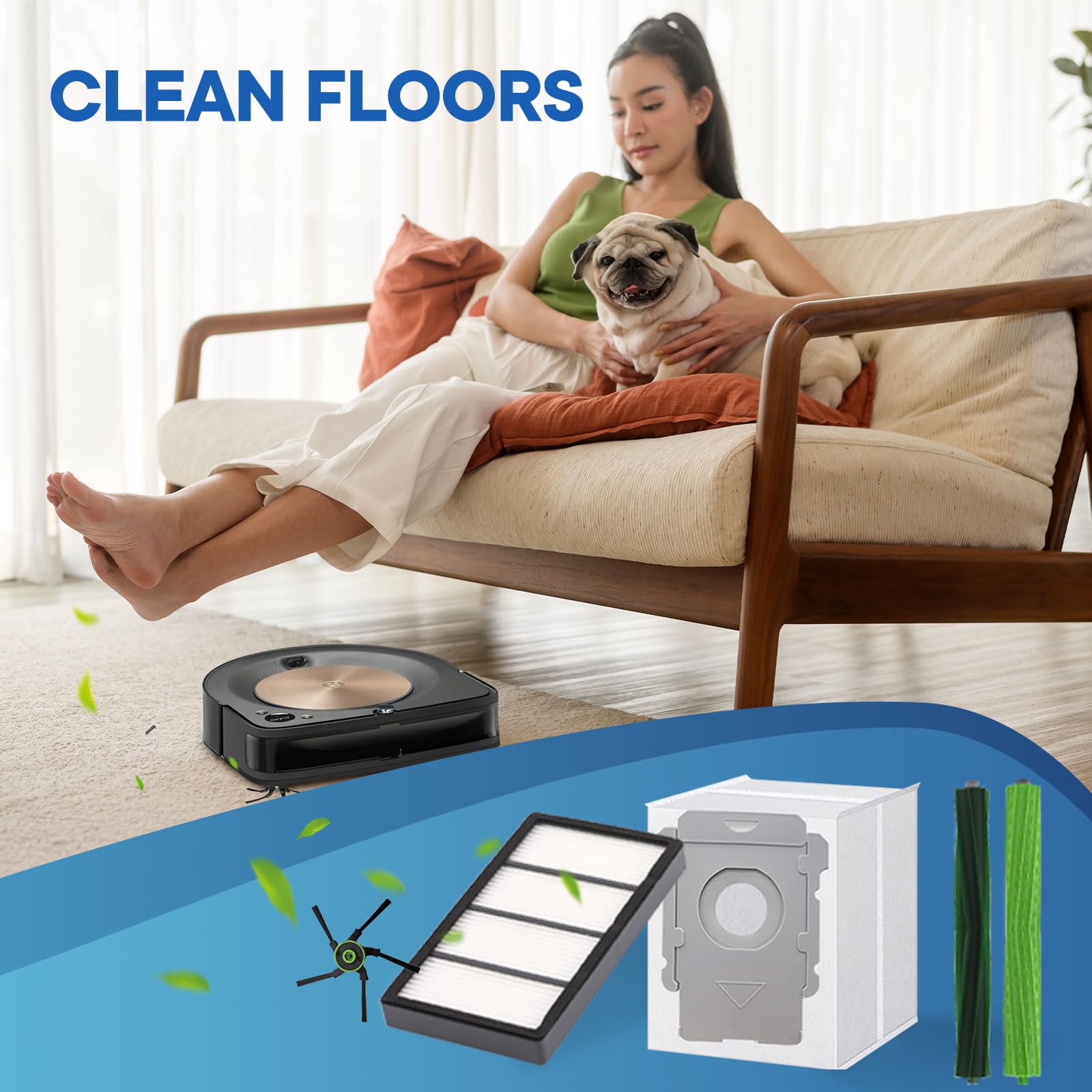 Replacement Parts for iRobot Roomba s9 (9150) s9+ s9 Plus (9550) s Series Vacuum Cleaner, Accessories includes 1 Set of Multi-Surface Rubber Brush,4 Side Brushes,4 Filters,4 Dust Bags