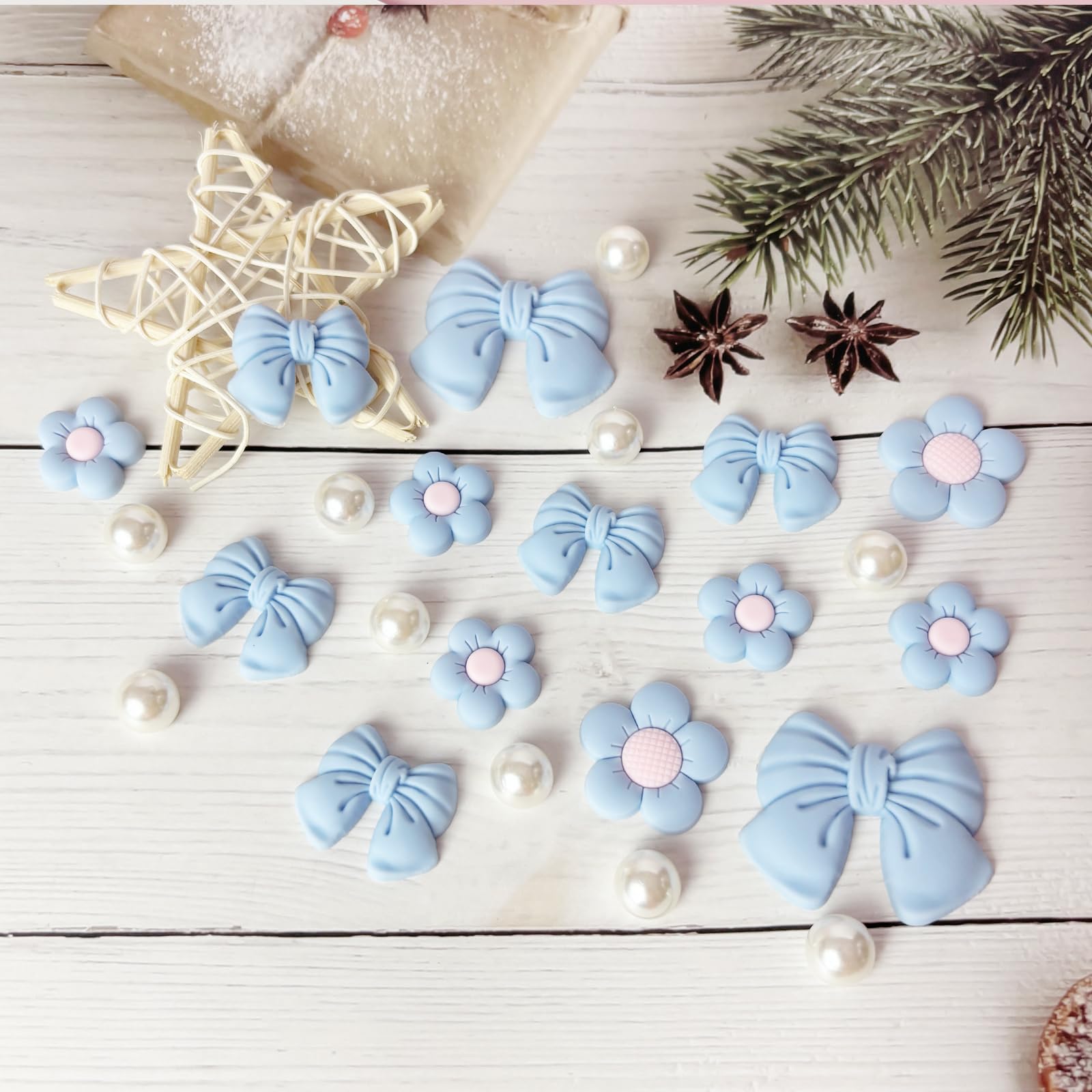 Resin Pink Bow Shoe Charms for Girls, 24Pcs Cute Flower Accessories for Clog Sandals, Pearl Decoration for Women, DIY Party Favor