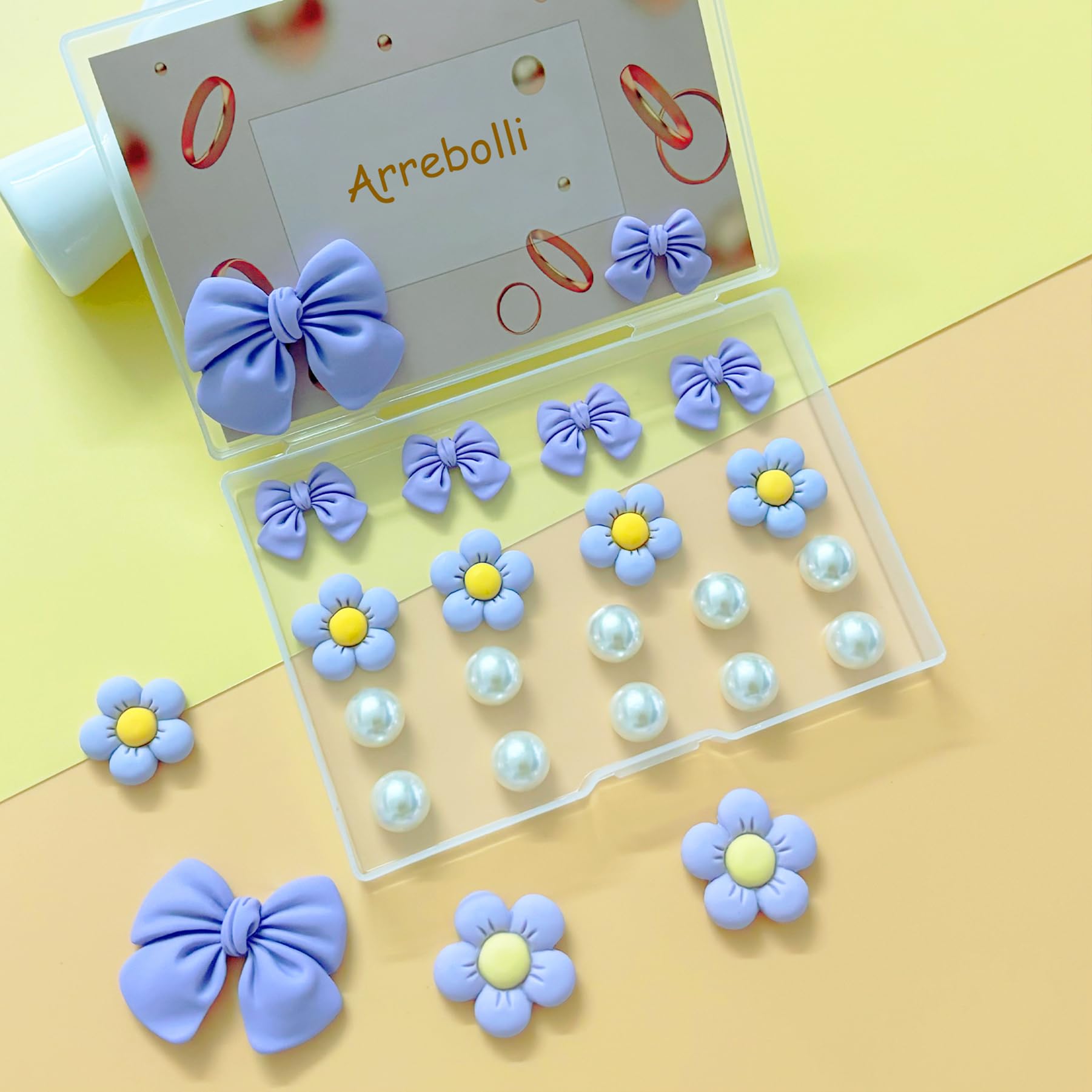 Resin Pink Bow Shoe Charms for Girls, 24Pcs Cute Flower Accessories for Clog Sandals, Pearl Decoration for Women, DIY Party Favor