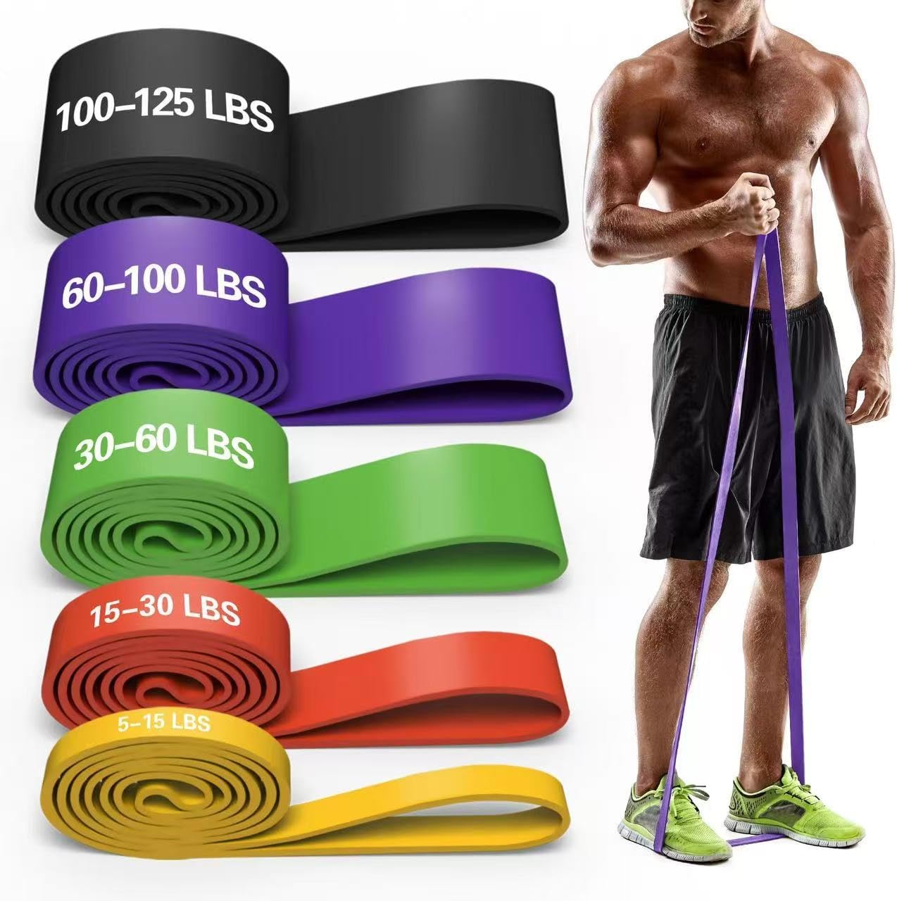 Resistance Bands Set - 4 and5 Levels Elastic Workout Bands for Total Body Training, Fitness, Muscle Building, Gym & Home Exercise(Super Good qualiey)