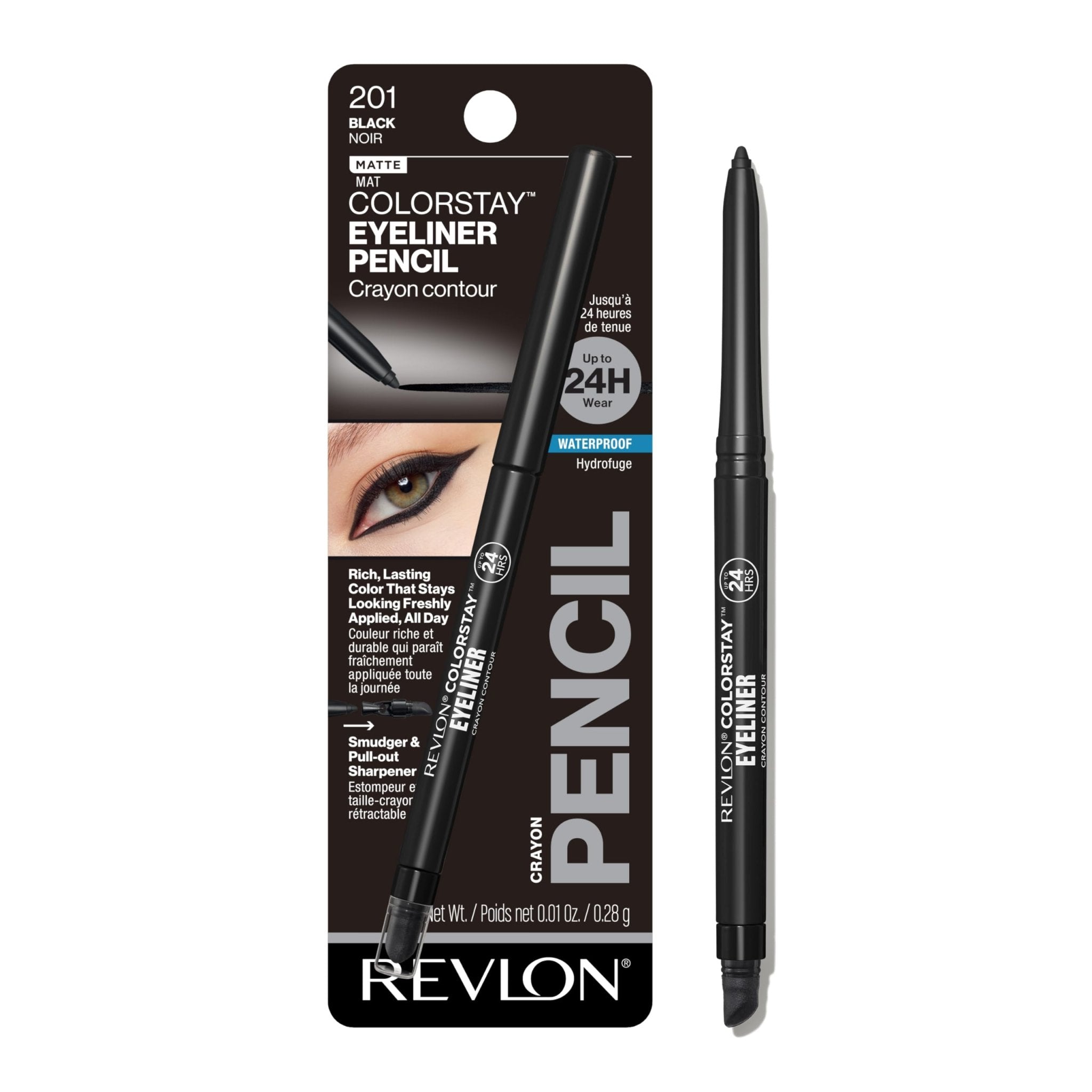 Revlon ColorStay Pencil Waterproof Eyeliner, Smudge-Proof, Eye Makeup with Built-In Sharpener, 202 Black Brown, 0.01 oz