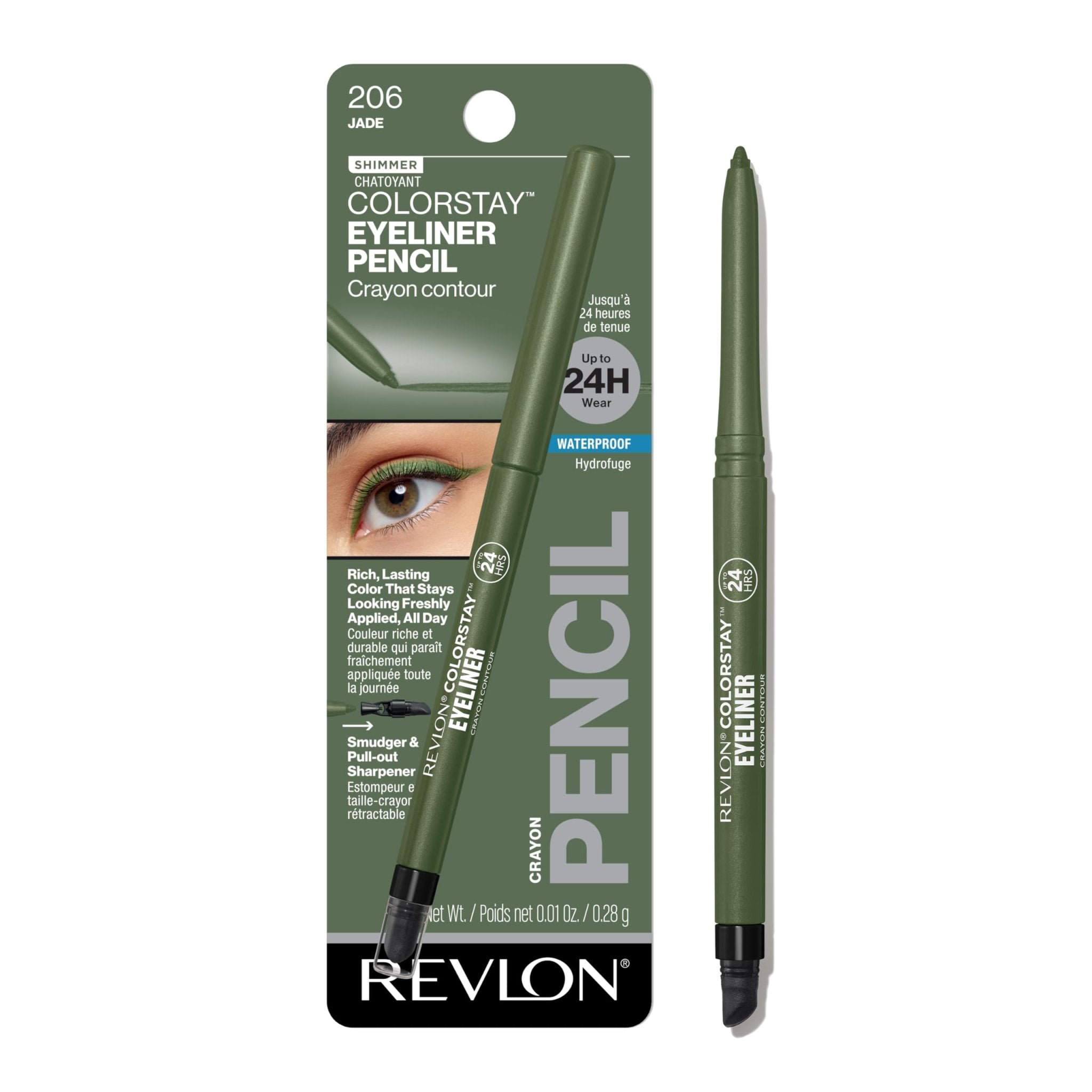 Revlon ColorStay Pencil Waterproof Eyeliner, Smudge-Proof, Eye Makeup with Built-In Sharpener, 202 Black Brown, 0.01 oz