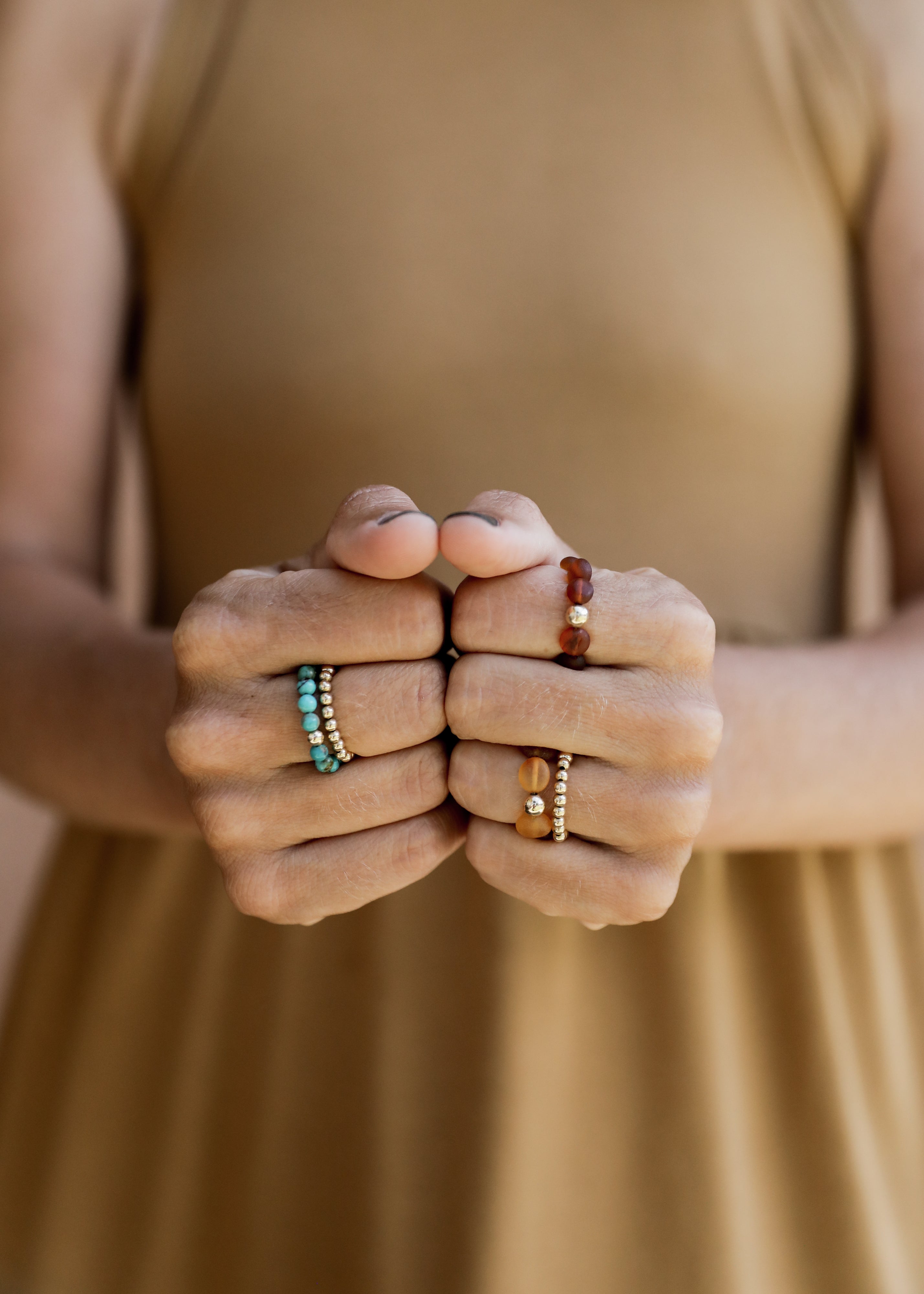 Sterling Silver + 14k Gold Filled || Beaded Stretch Ring