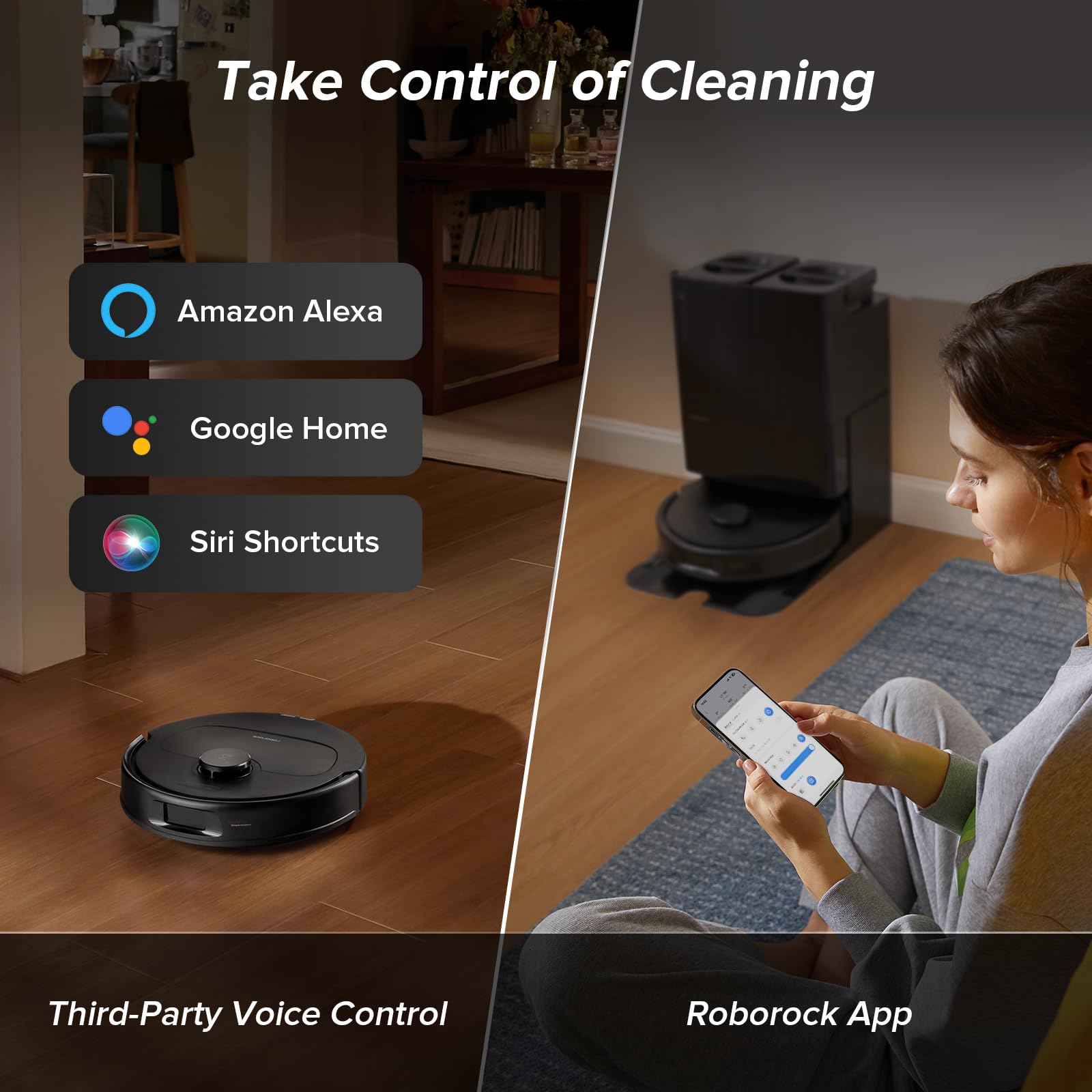 roborock Qrevo Series Robot Vacuum and Mop, 8000Pa Suction, Upgraded from Qrevo S, Anti-Tangle Brushes, Smart Obstacle Avoidance, Auto Mop Washing, All-in-One Dock, 200RPM Spinning Mops, Black(QV 35A)