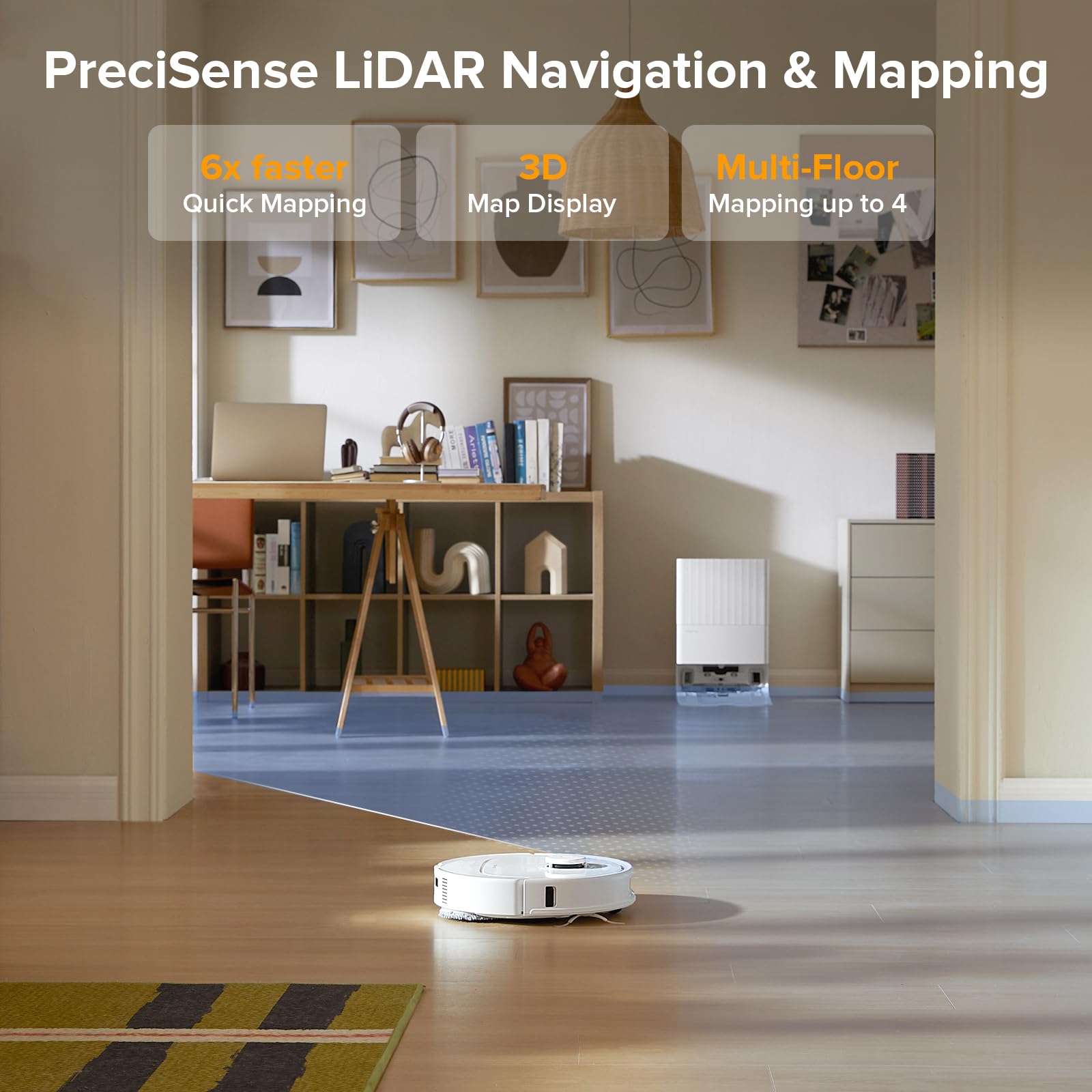 roborock Qrevo Series Robot Vacuum and Mop, 8000Pa Suction, Upgraded from Qrevo S, Anti-Tangle Brushes, Smart Obstacle Avoidance, Auto Mop Washing, All-in-One Dock, 200RPM Spinning Mops, Black(QV 35A)