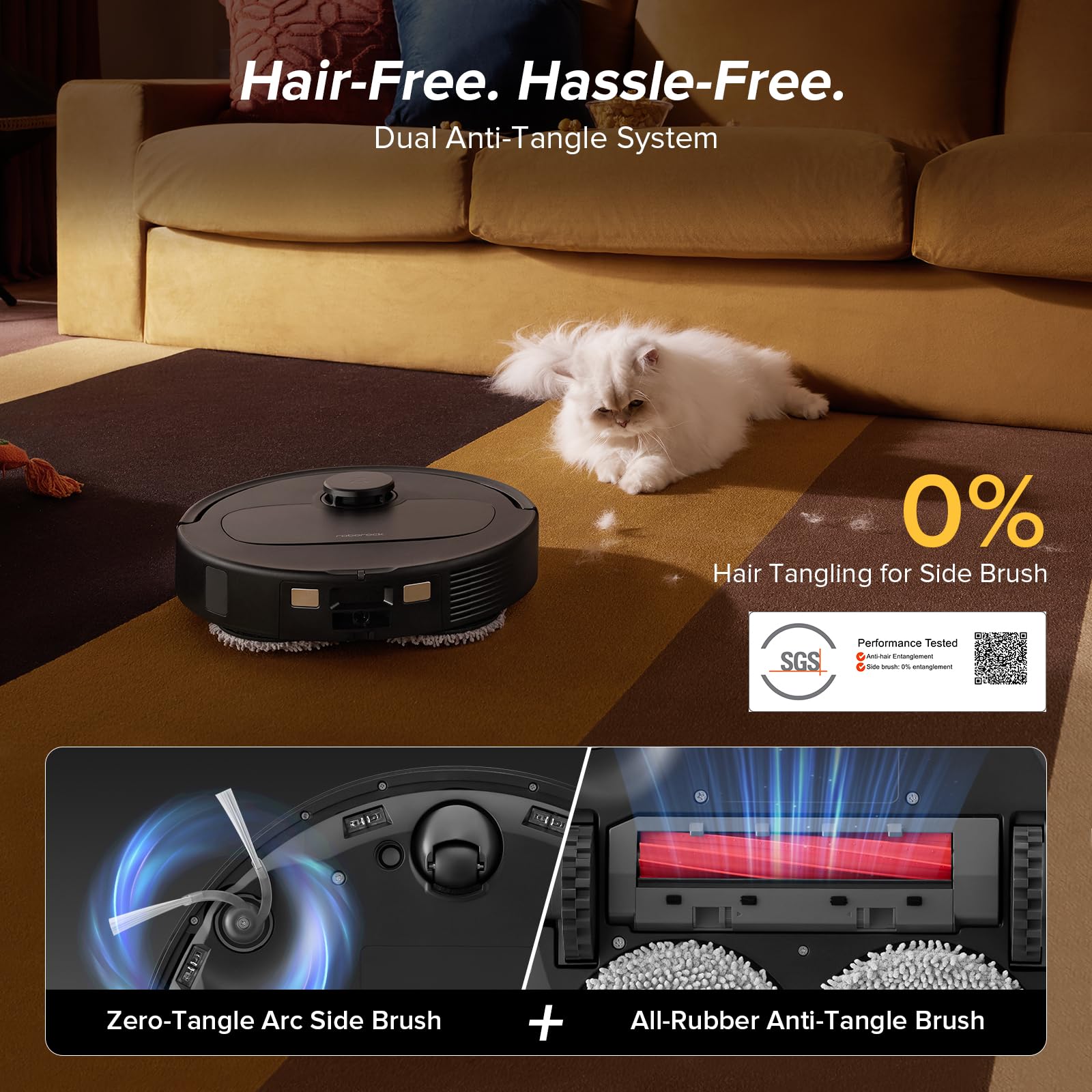 roborock Qrevo Series Robot Vacuum and Mop, 8000Pa Suction, Upgraded from Qrevo S, Anti-Tangle Brushes, Smart Obstacle Avoidance, Auto Mop Washing, All-in-One Dock, 200RPM Spinning Mops, Black(QV 35A)