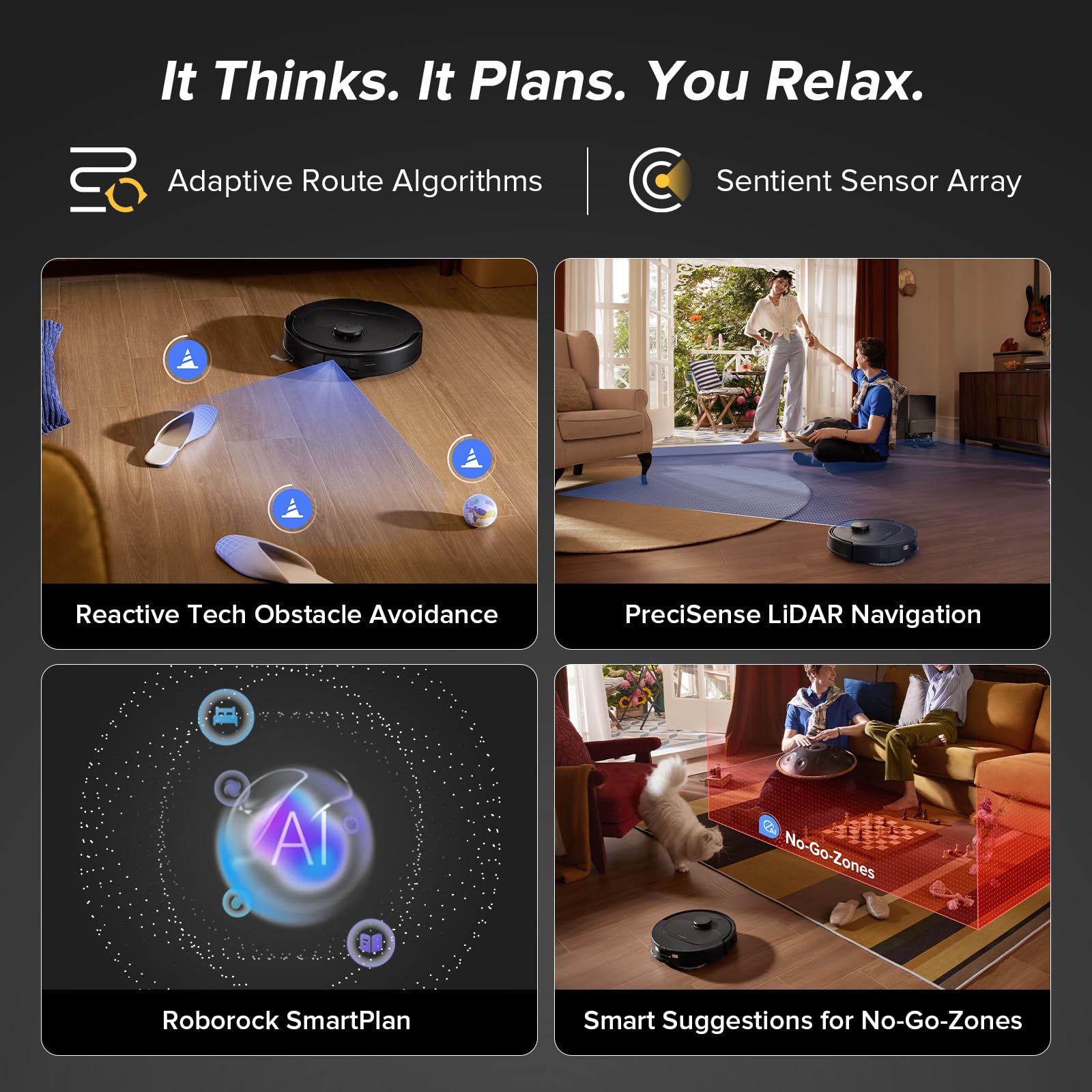 roborock Qrevo Series Robot Vacuum and Mop, 8000Pa Suction, Upgraded from Qrevo S, Anti-Tangle Brushes, Smart Obstacle Avoidance, Auto Mop Washing, All-in-One Dock, 200RPM Spinning Mops, Black(QV 35A)