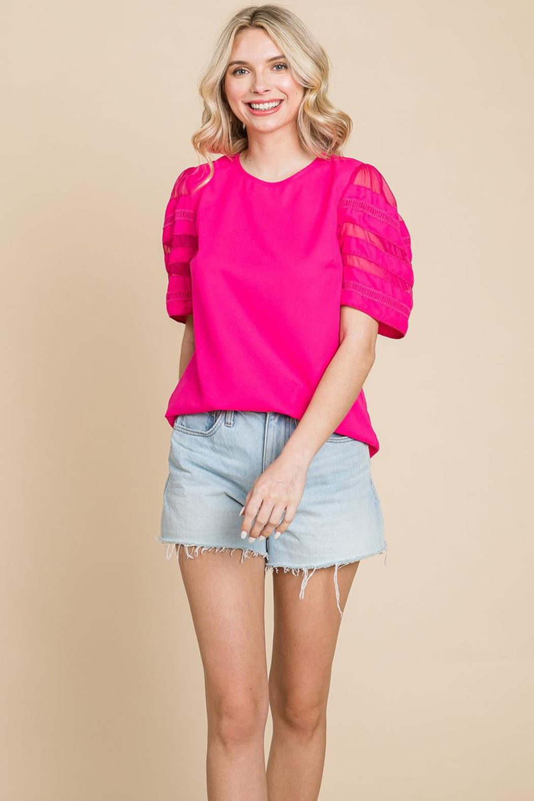 Sheer Striped Short Sleeve Tops