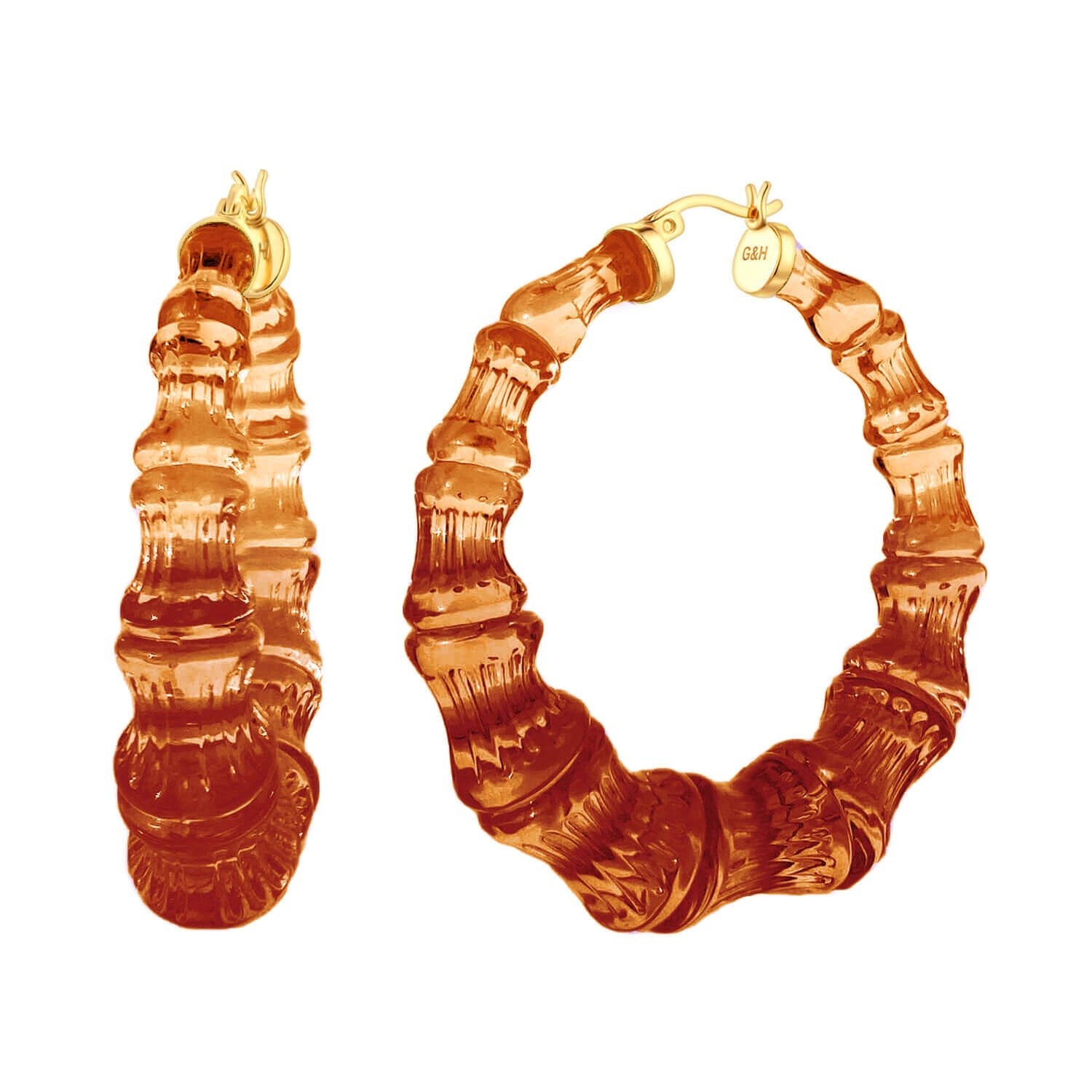 Rum & Coke Lucite Bamboo Hoop Earrings