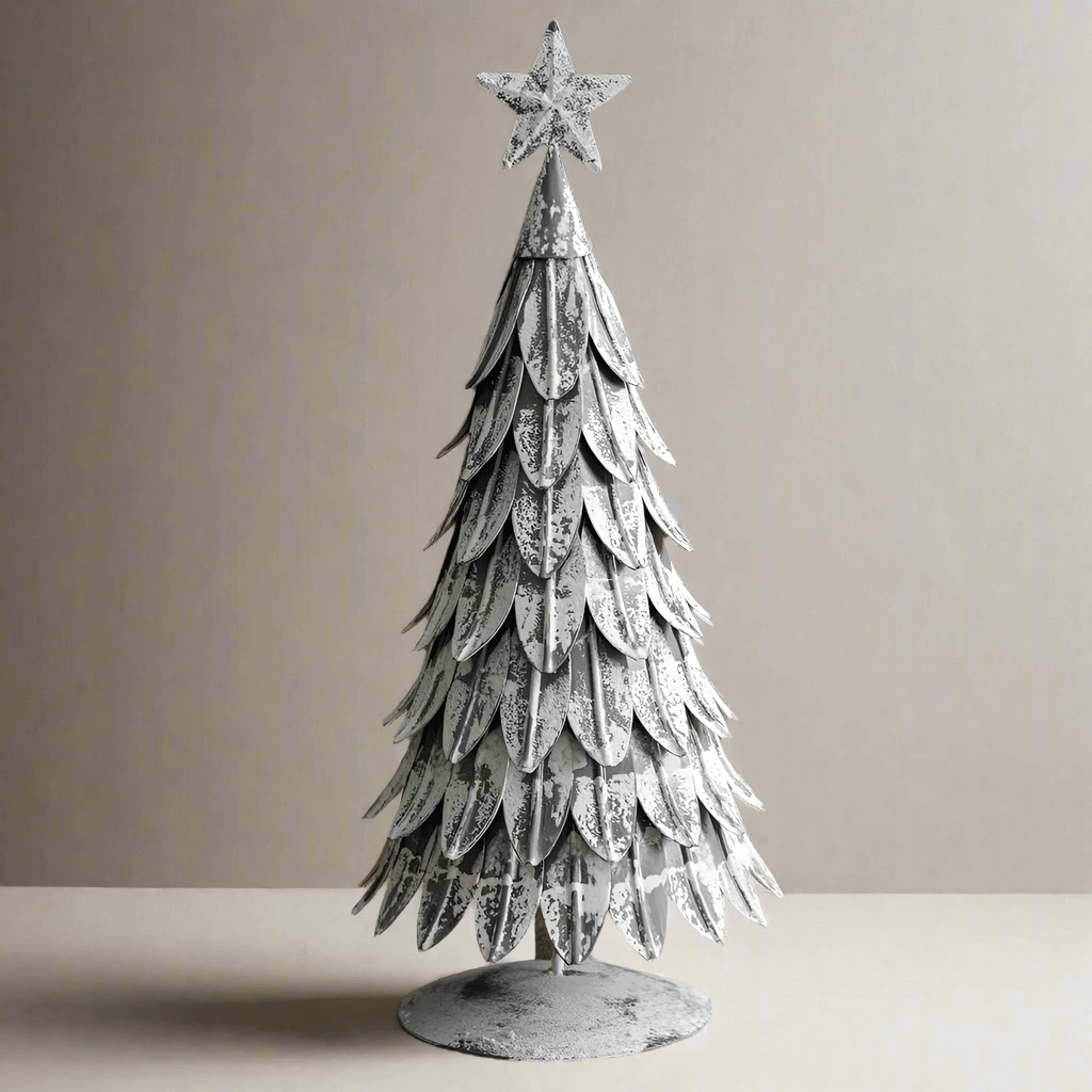 Rustic Metal Tabletop Christmas Tree with Star
