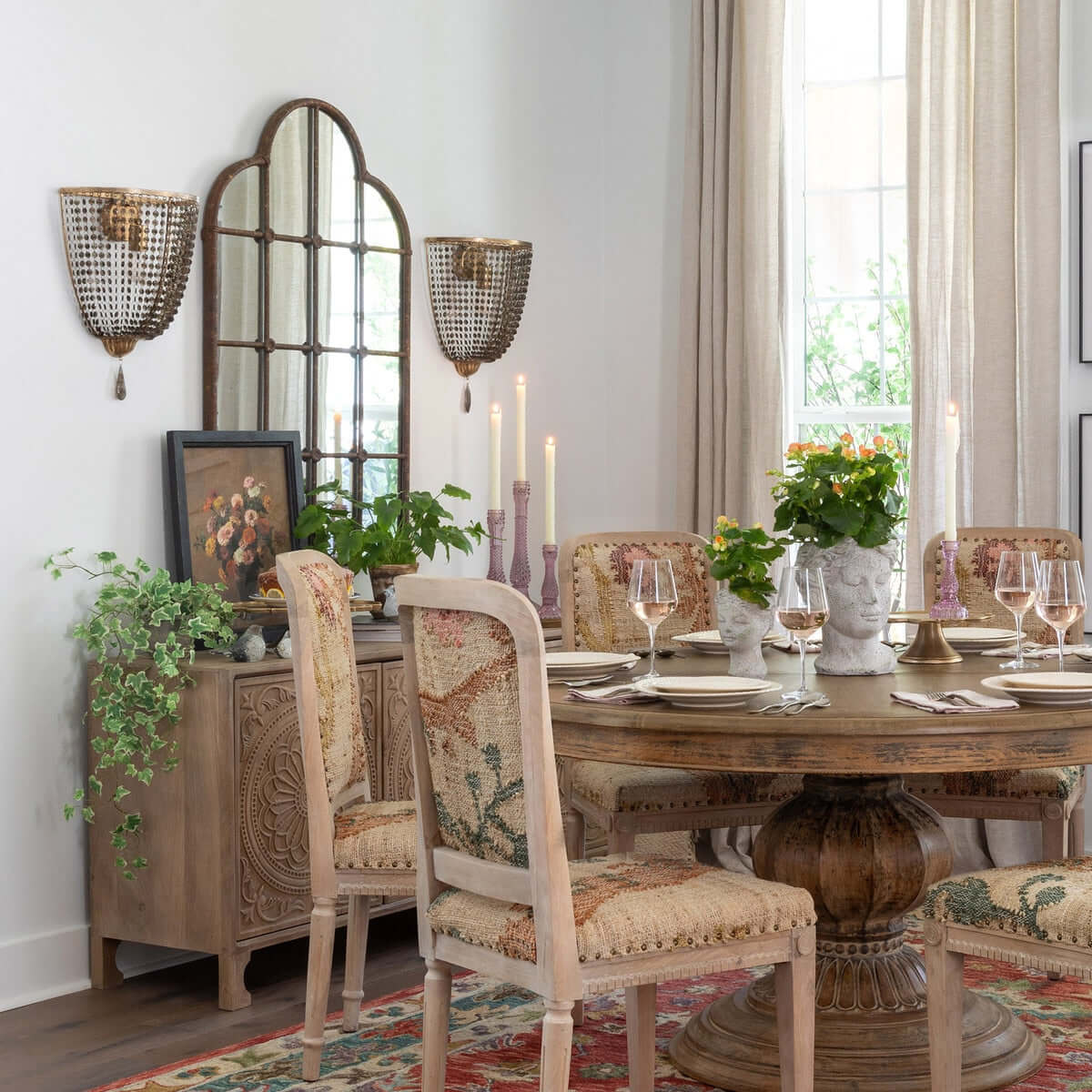 Rustic Farmhouse Iron Windowpane Mirror