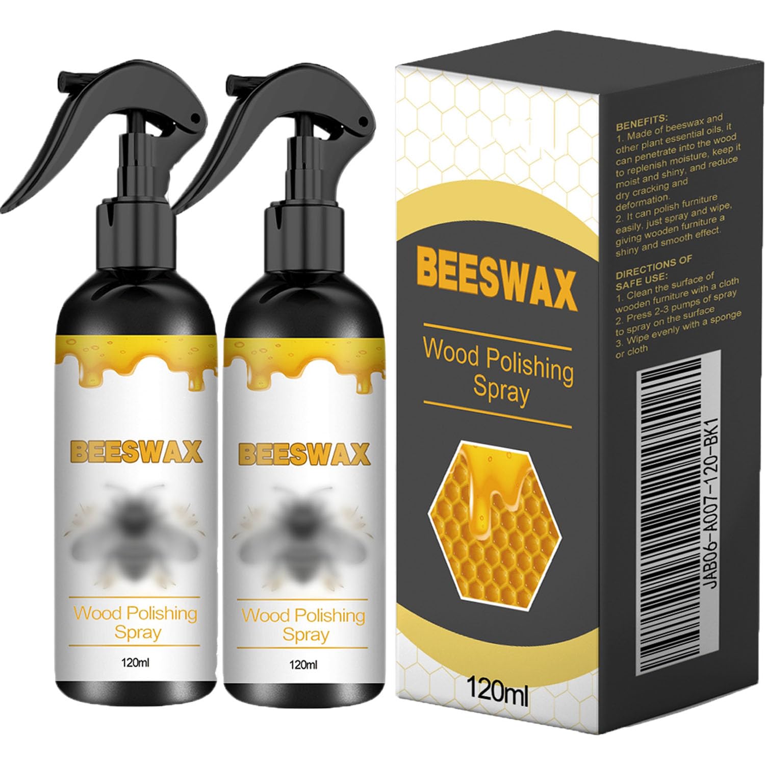 Rutari Beeswax, Jaysung Beeswax Furniture Restorer, Natural Bee s wax Care Spray & Restorer, Natural Micro-Molecularized BeeswaxSpray, Bee S Wax Polish Spray,BeeWaxSpray for Floors and Furniture (2)