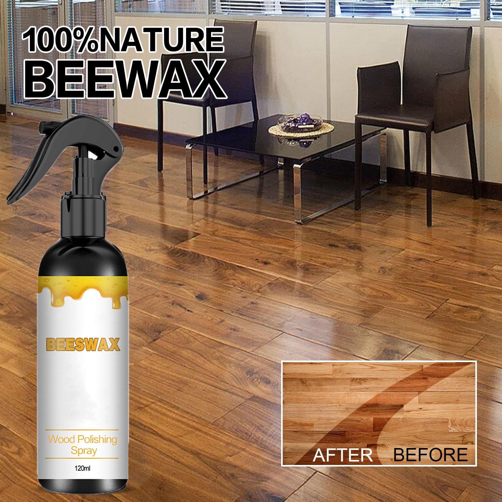 Rutari Natural Beeswax Care Spray & Restorer, Rutari Beeswaxs, Natural Beeswax Spray Furniture Polish,NaturalMicro-Molecularized BeeswaxSpray,Bee S Wax Polish,Bee WaxSpray for Floors & Furniture (1)