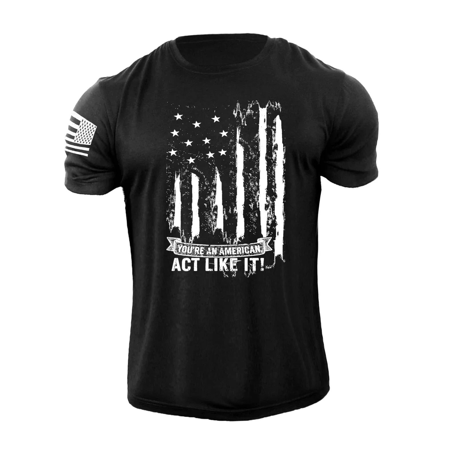 New Men's Distressed USA Flag T-Shirt Stylish Graphic Tee