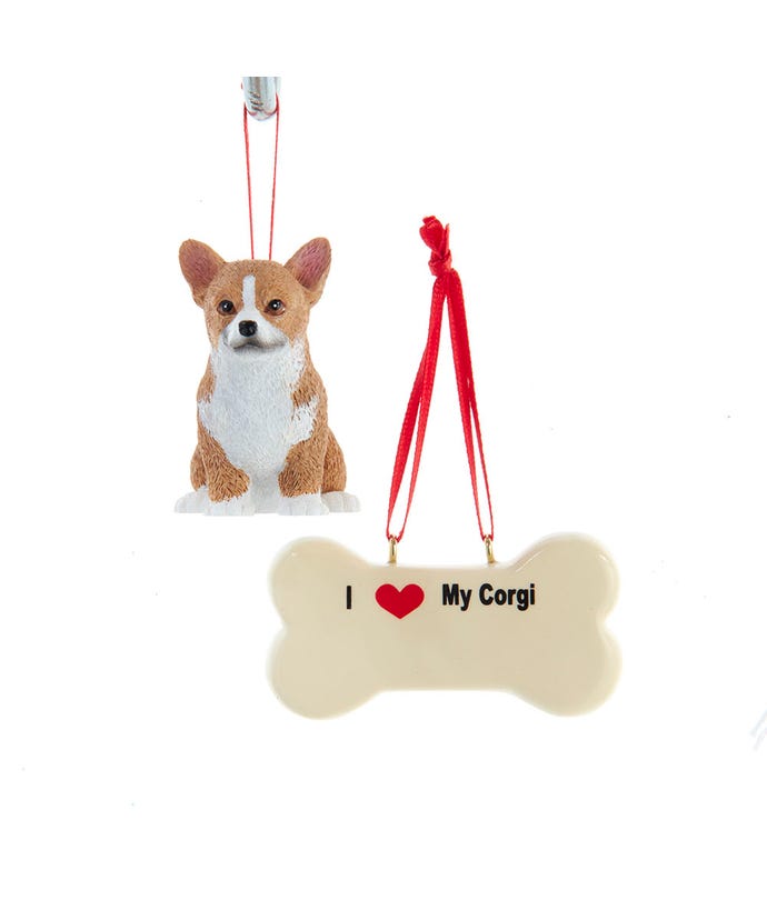 I love My Corgi With Dog Bone Ornaments