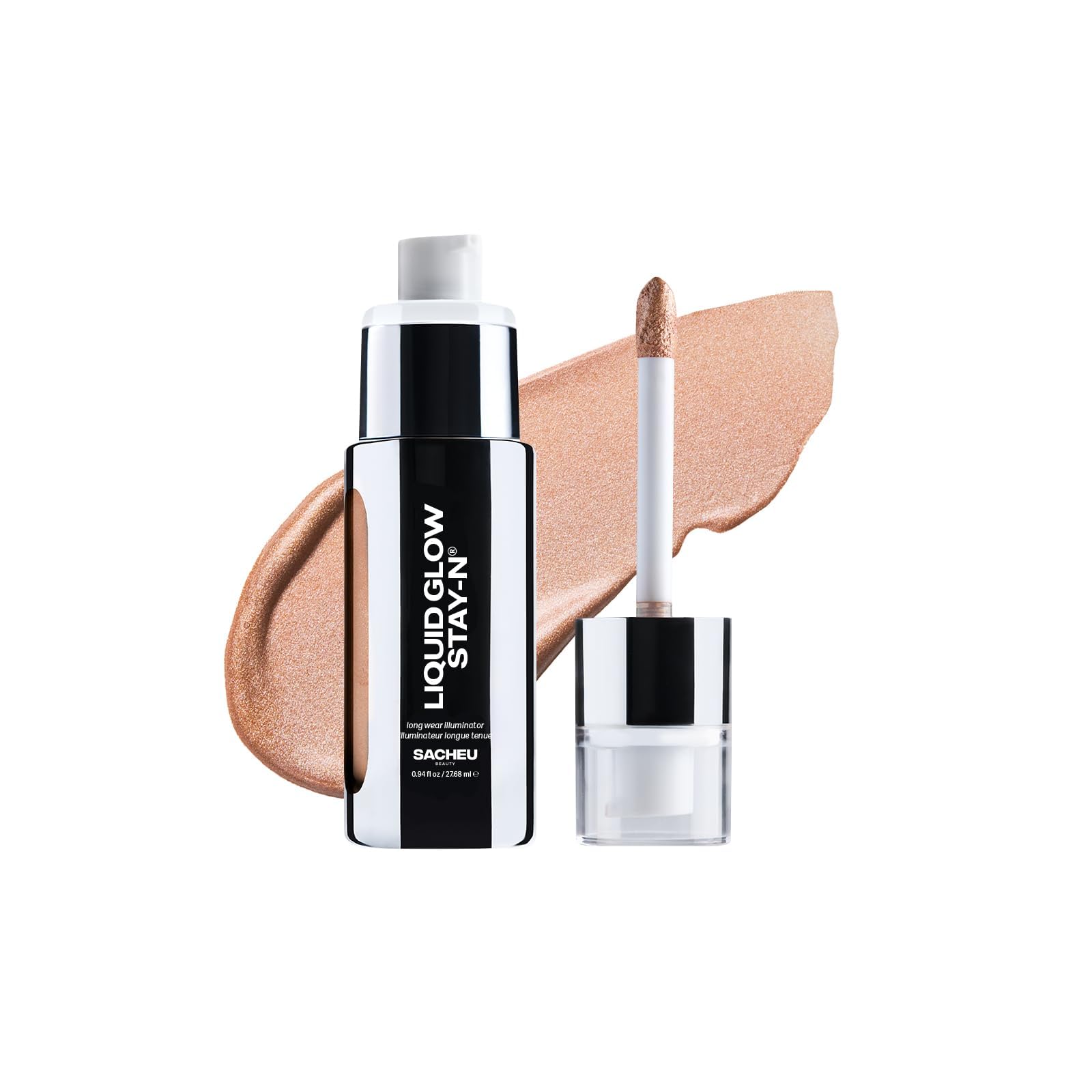 Sacheu Liquid Glow STAY-N Liquid Highlighter & Illuminator Makeup — 30ml Long Lasting Luminous Glow Lightweight Dewy Finish, Aura Glow