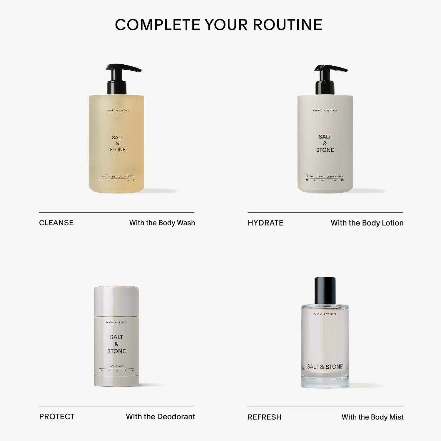 SALT & STONE Aluminum Free Deodorant | Extra Strength 48 Hour Protection for Women & Men | Made with Seaweed Extracts, Shea Butter & Prebiotics (Santal & Vetiver)