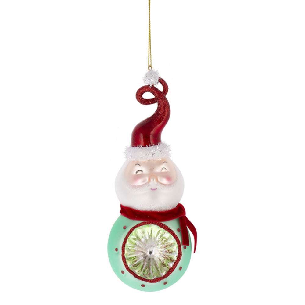 Vintage Santa Reflector Glass Ornaments Set of 3