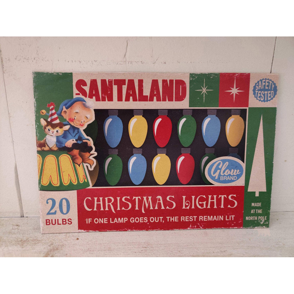 Santaland Christmas Lights Box Art Wood Cutout