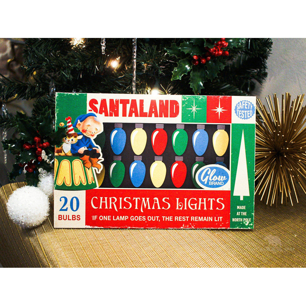 Santaland Christmas Lights Box Art Wood Cutout