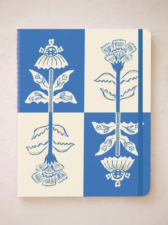 Blue Flowers Bouquet Sewn Trio Notebook Set