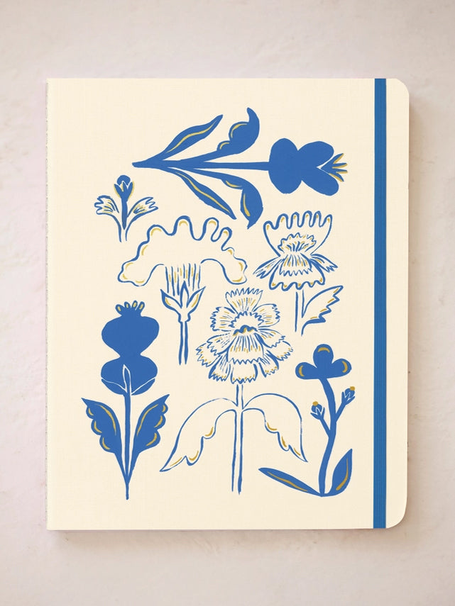 Blue Flowers Bouquet Sewn Trio Notebook Set