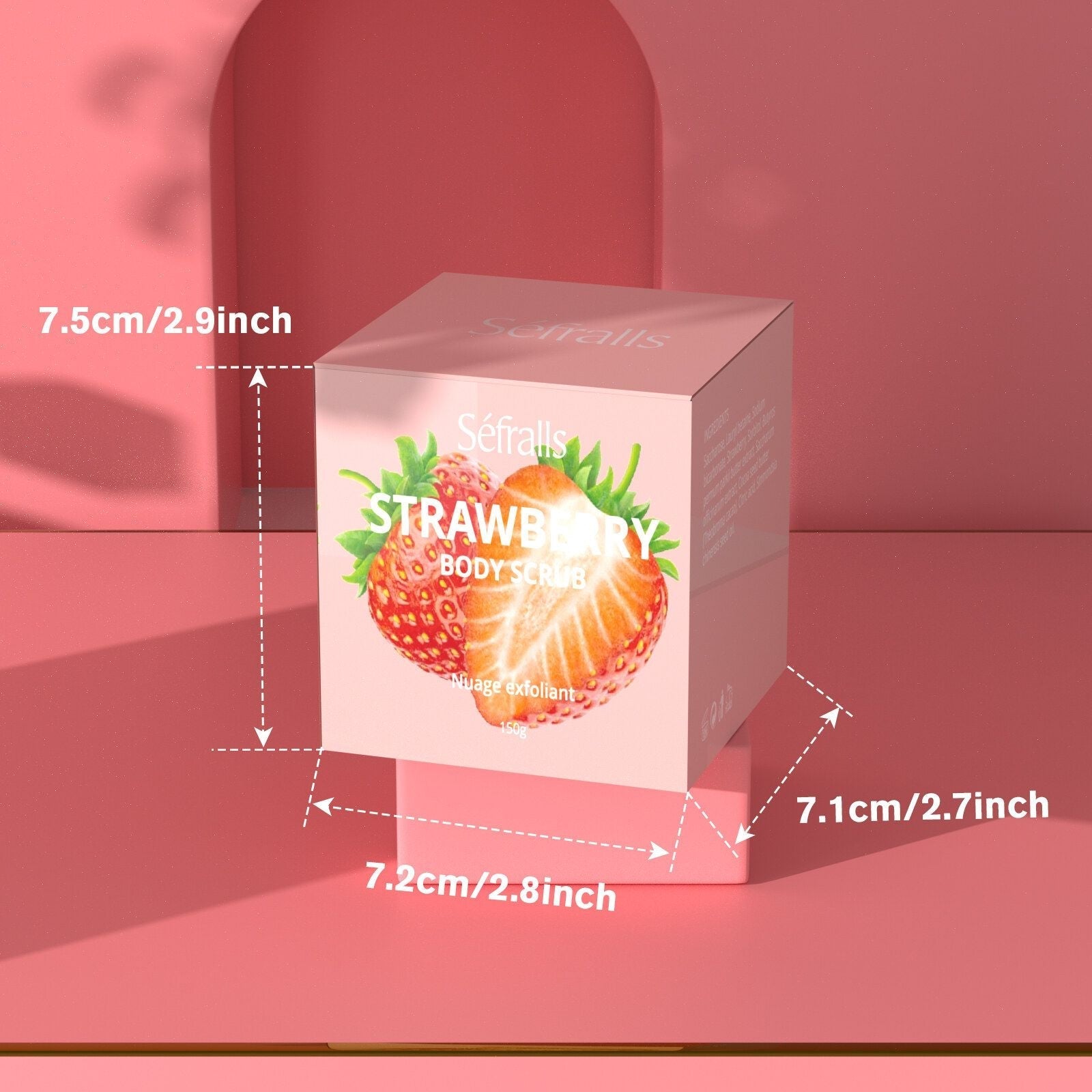 Sefralls Strawberry Body Scrubs 150g- Exfoliating Body Scrub -Sugar Scrub for Body, Body Scrub Sugar, Face-Body Scrubs for Women, (Strawberry)