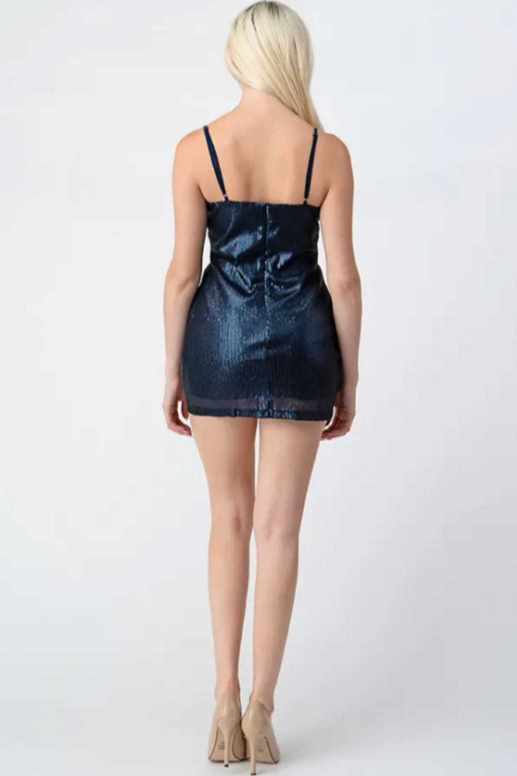 Sequin Mini Dress w/Plunge V Neck