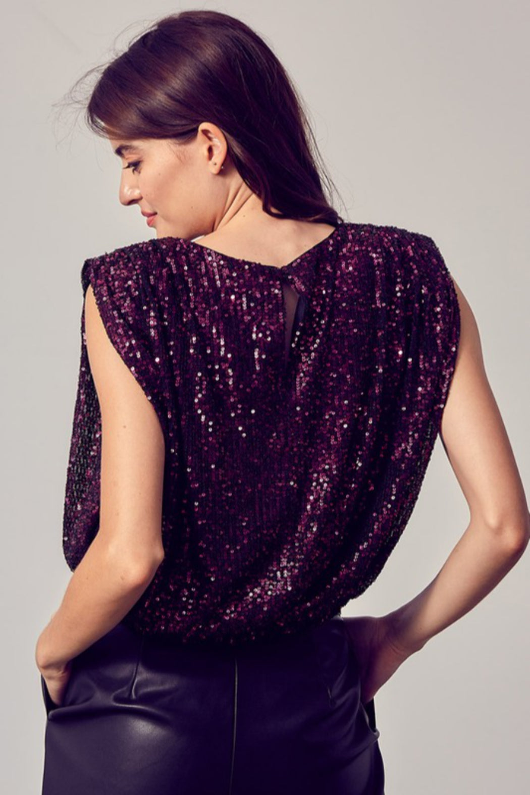 Sequin Shoulder Pad Tank