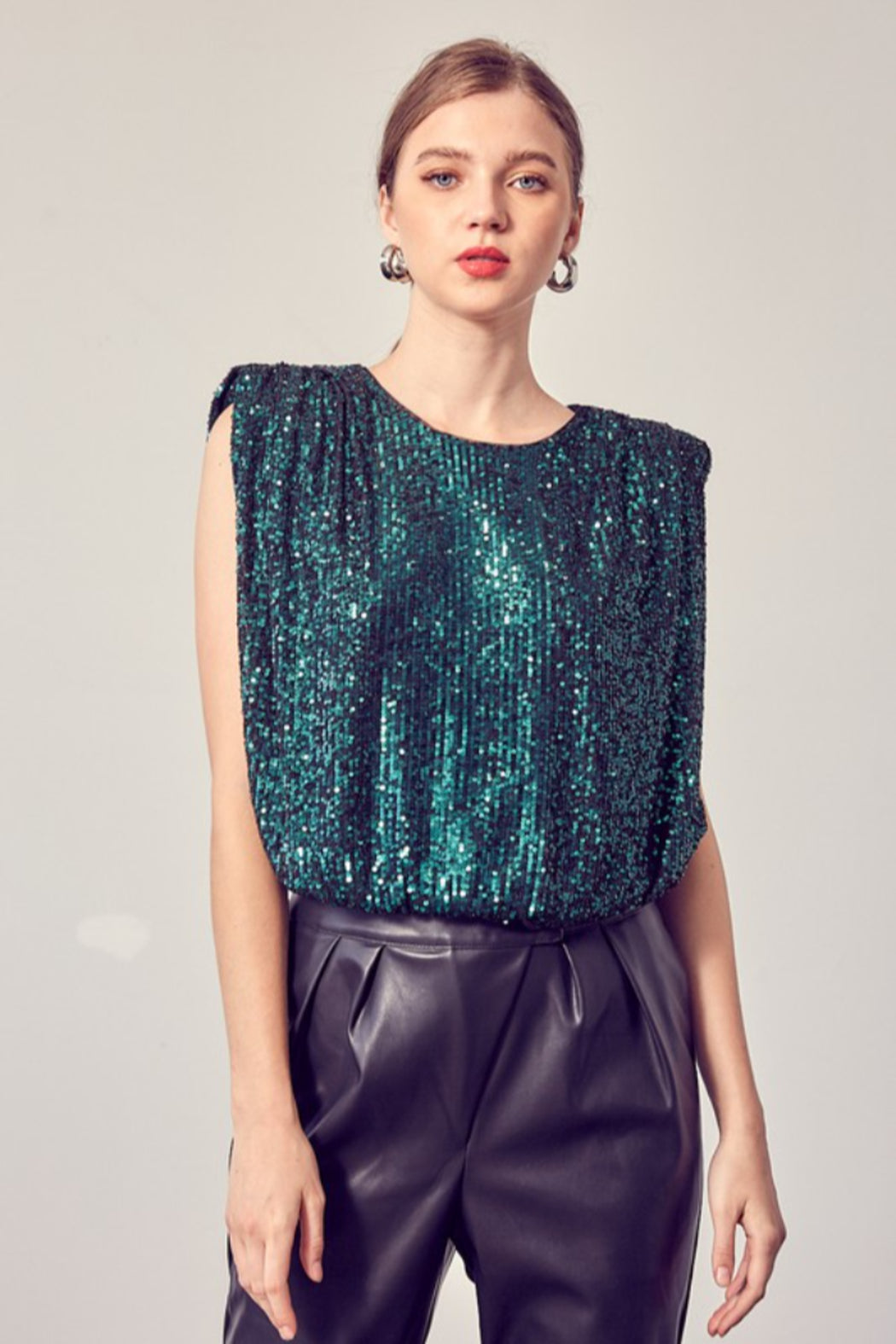 Sequin Shoulder Pad Tank