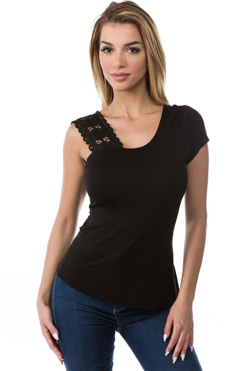 Sera One Sleeve Lace Top