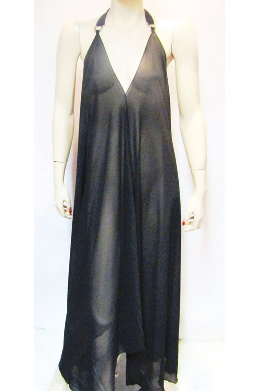 SHEER BLACK HALTER DRESS