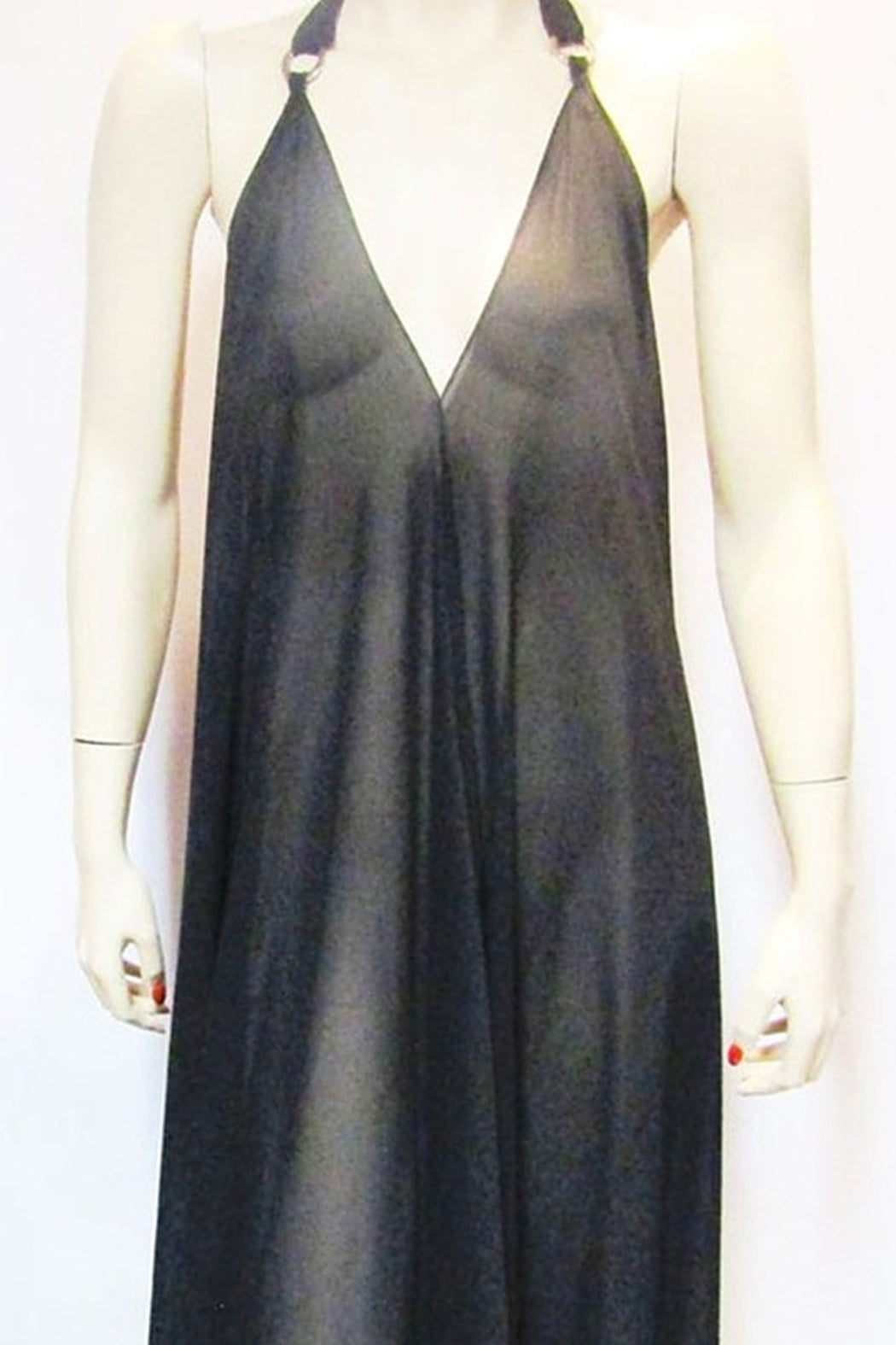 SHEER BLACK HALTER DRESS
